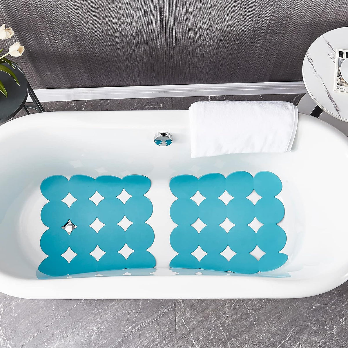 Square Shower Mat Nonslip - Rubber Bathtub Mat with Suction Cups for Inside Shower Bathroom Floor