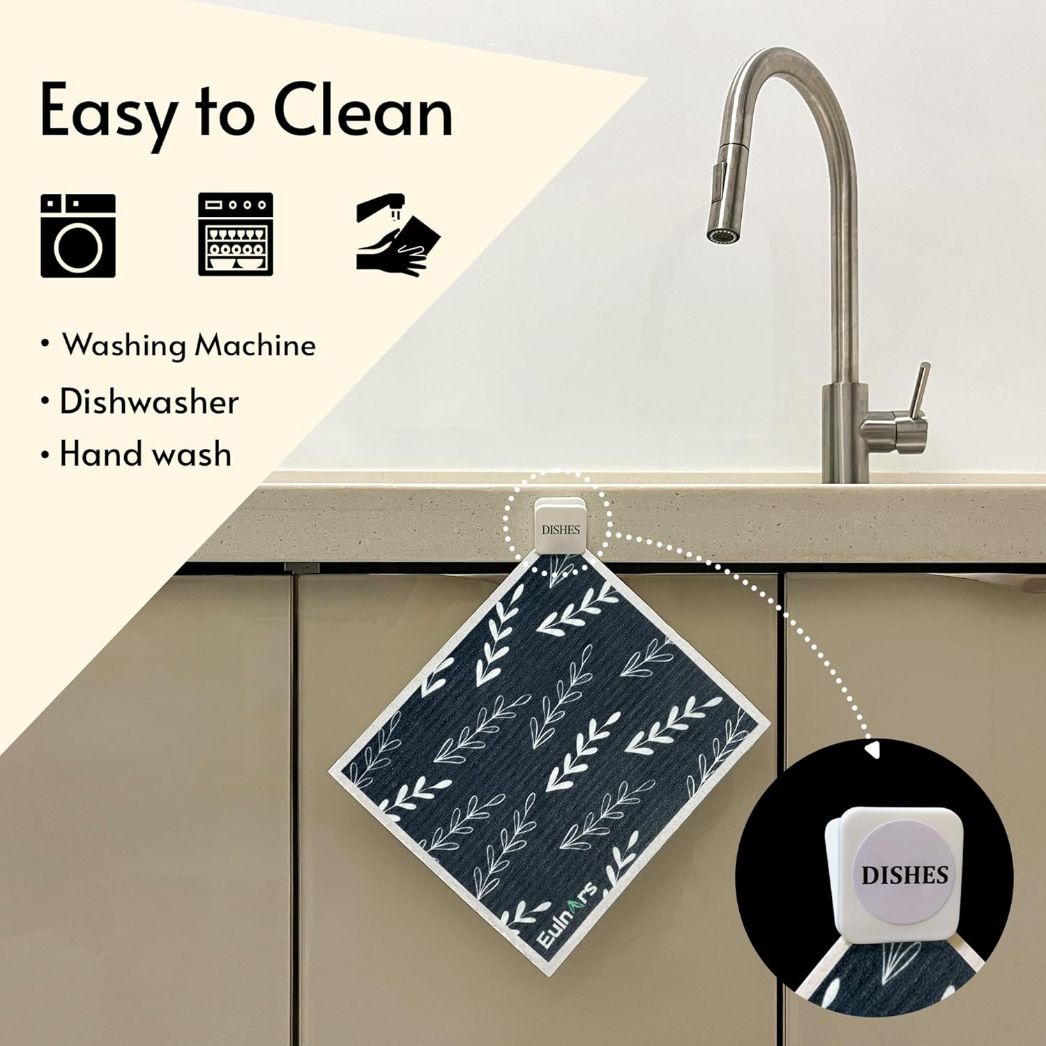 Swedish Dishcloths, 8 Pack Reusable Paper Towels with Clips, Quick Drying Dish Towels, Super