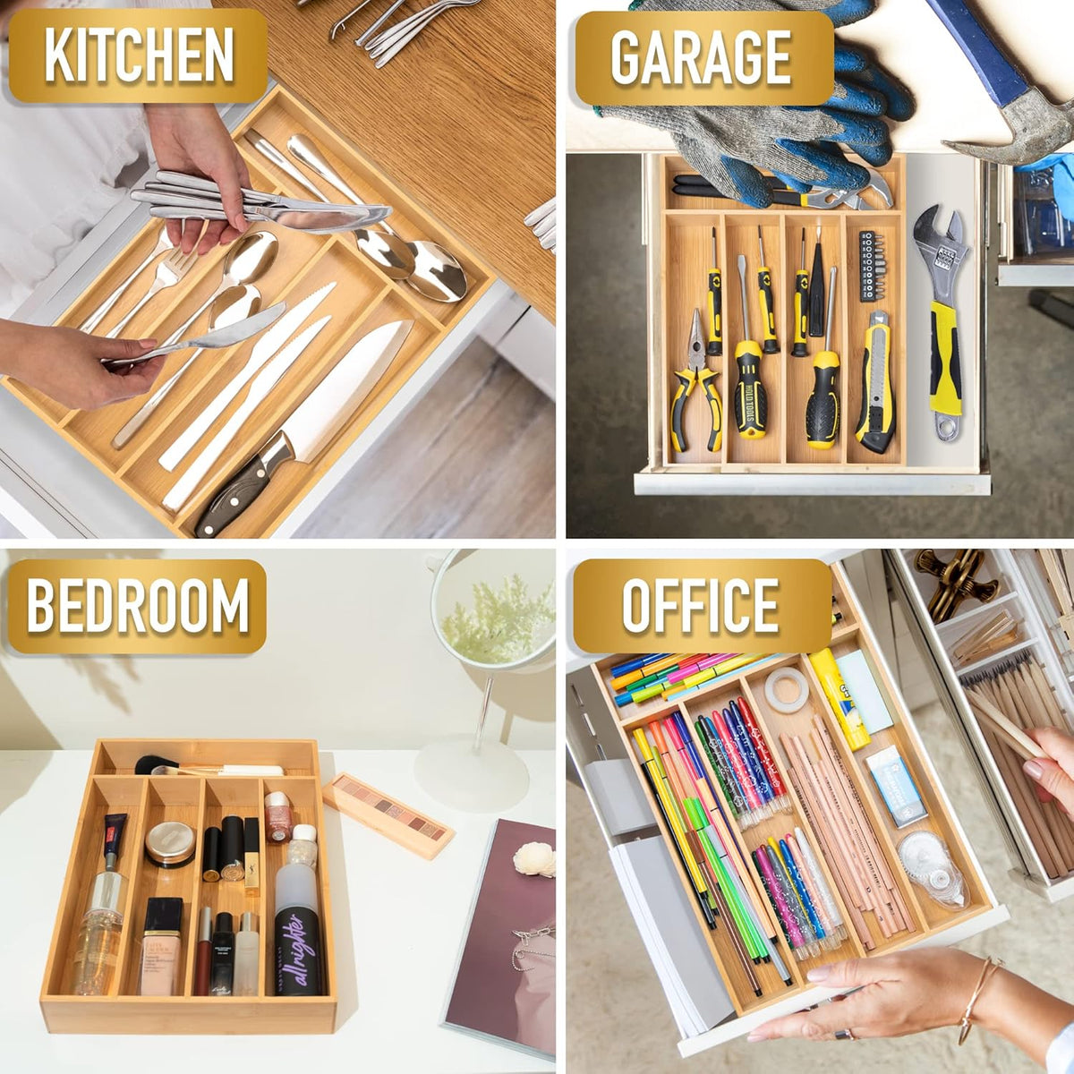 Silverware Organizer Bamboo Kitchen Drawer Organizer Utensil Organizer Silverware Holder Cutlery
