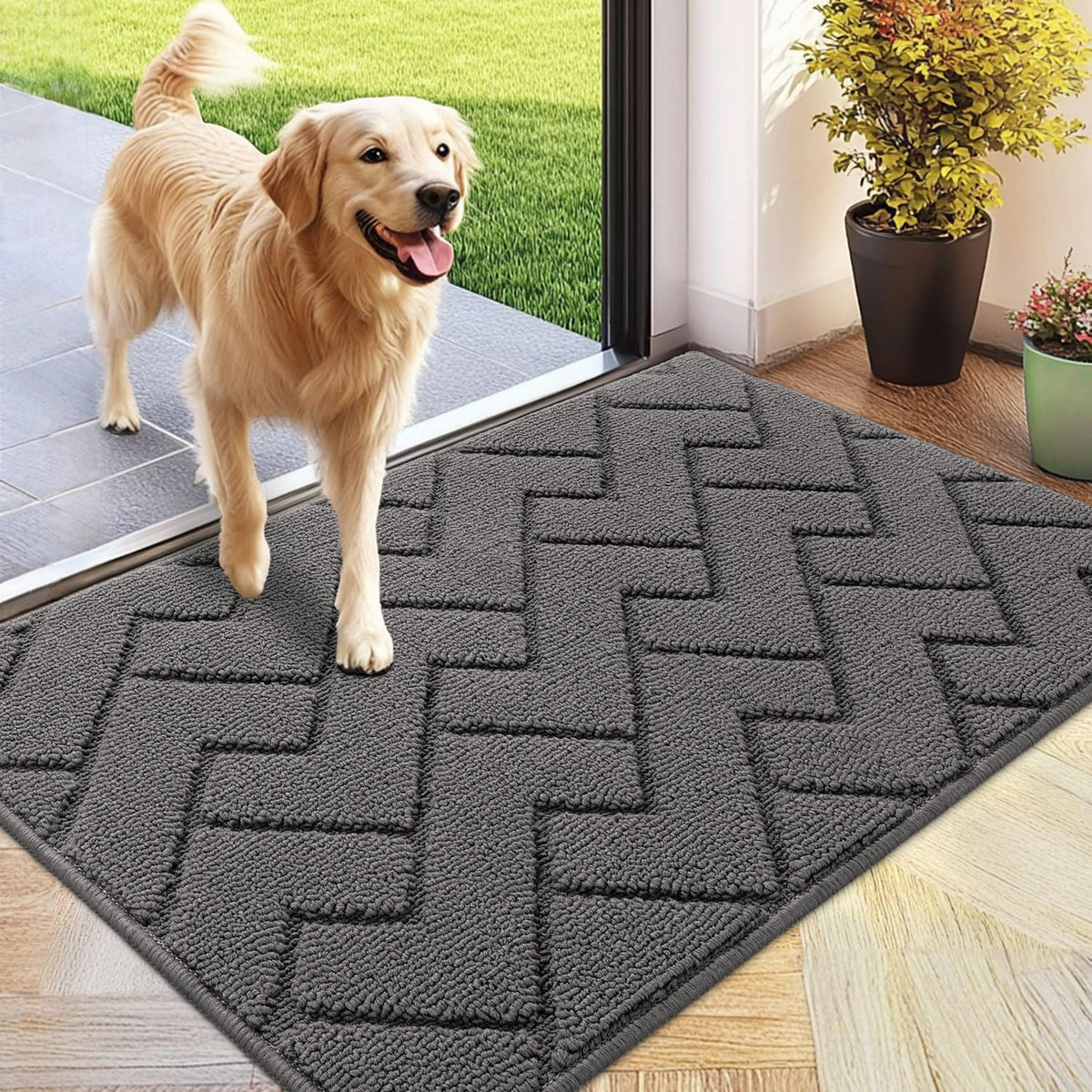 hicorfe Indoor Doormat,Front Back Door Mat Rubber Backing Non Slip Door Mats 24"x35" Absorbent