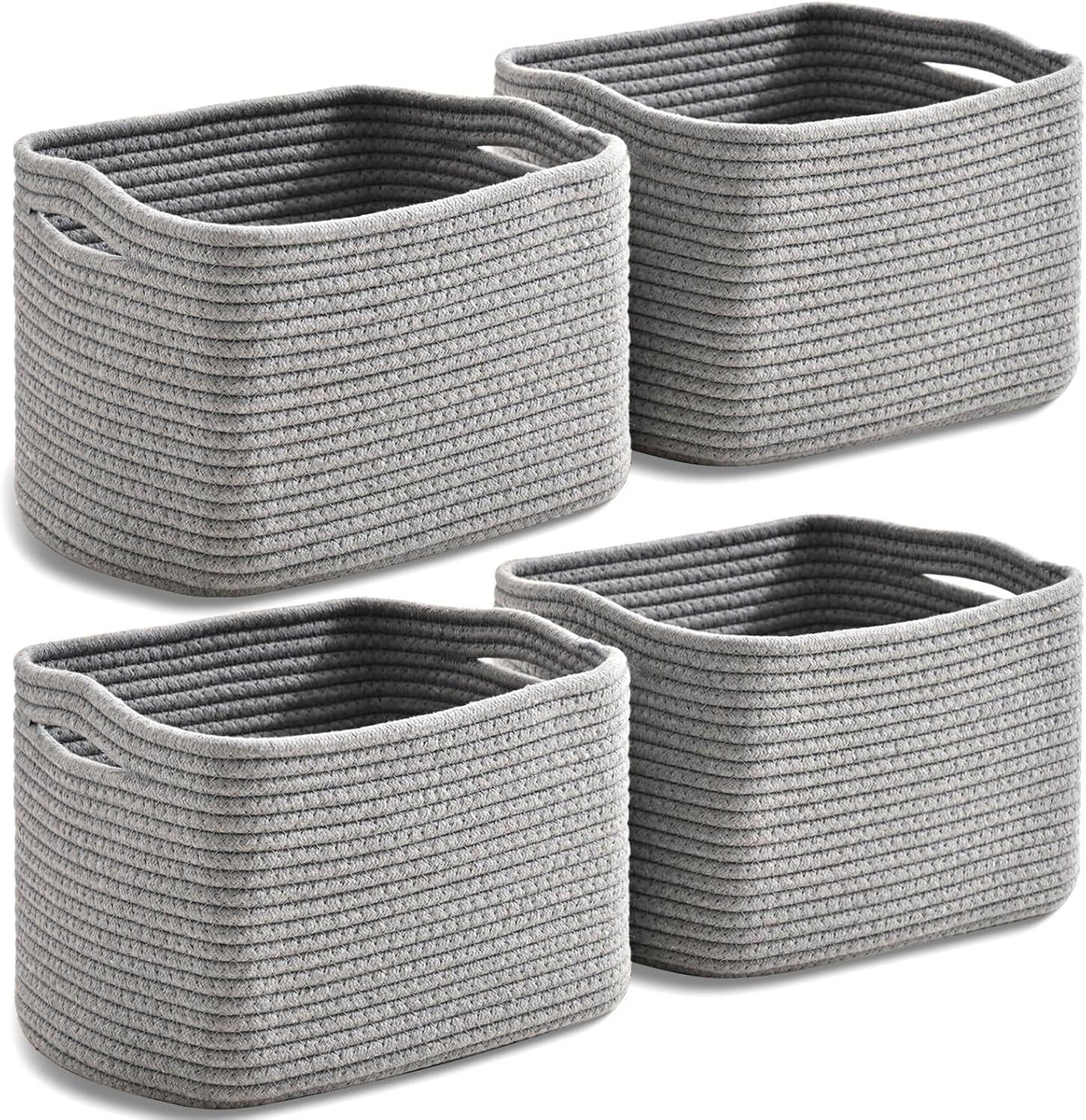 Small Storage Baskets for Organizing, Woven Storage Baskets for Shelves, Cotton Rope Basket for