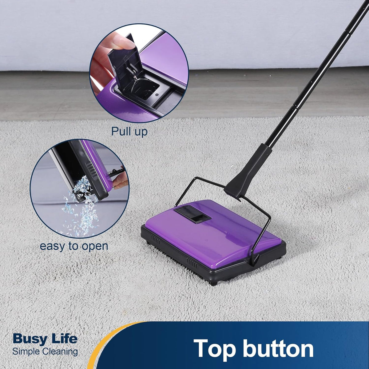 Yocada Carpet Sweeper Cleaner Manual Household Sweeper for Home Office Low&Undercoat Carpets Rugs