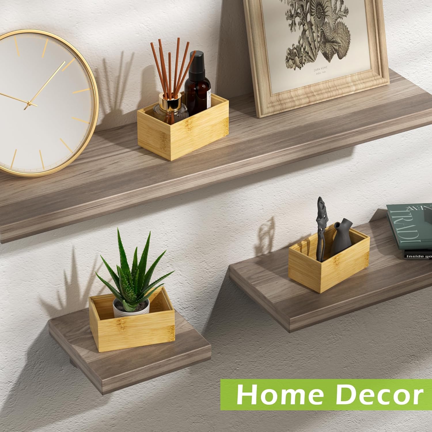 Bathroom Drawer Organizer Trays, Bamboo Silverware Drawer Organizer Kitchen Utensils, 8 PCS Wood
