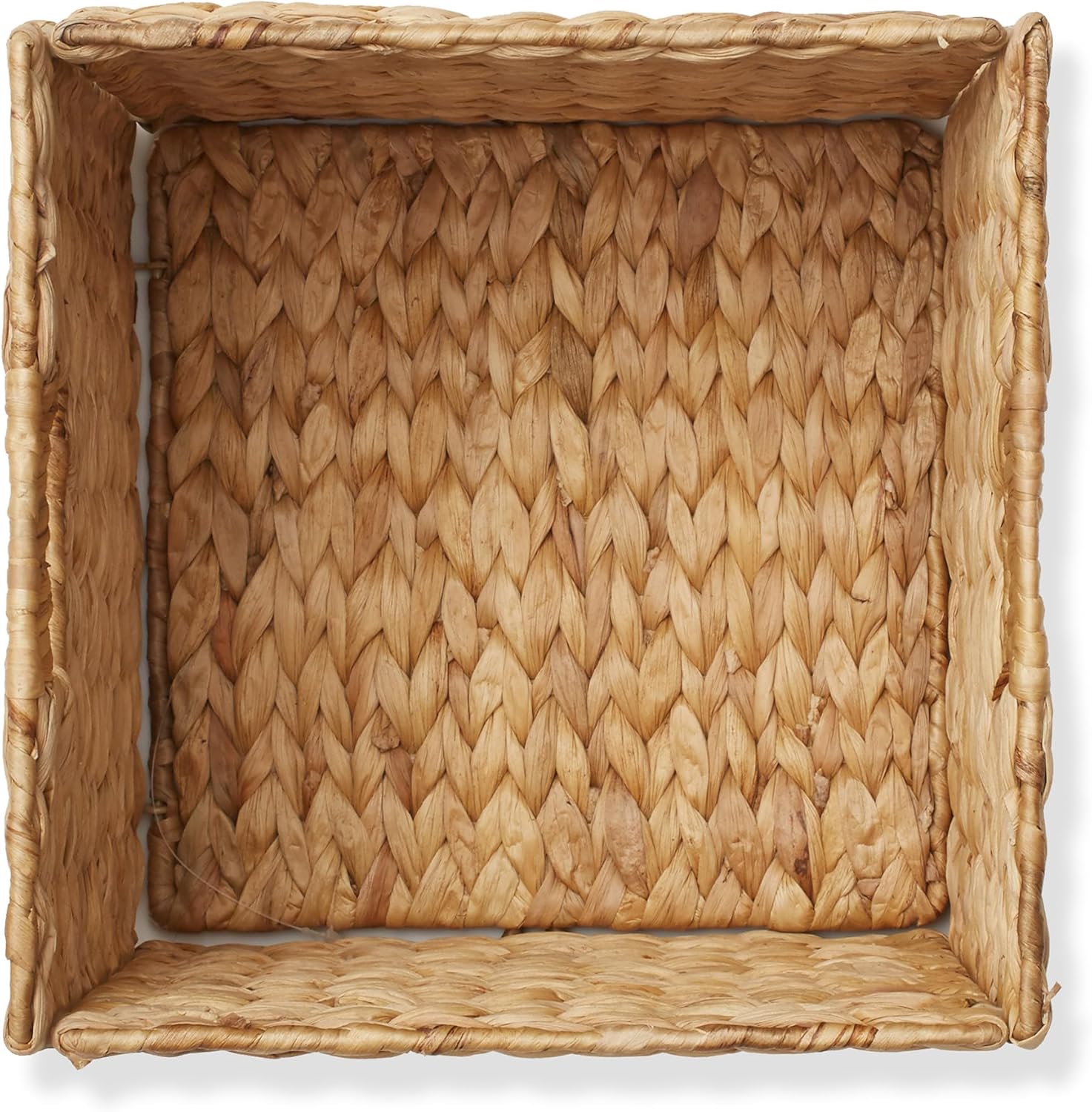 Casafield 10.5" x 10.5" Water Hyacinth Storage Baskets, Natural - Set of 4 Collapsible Cube