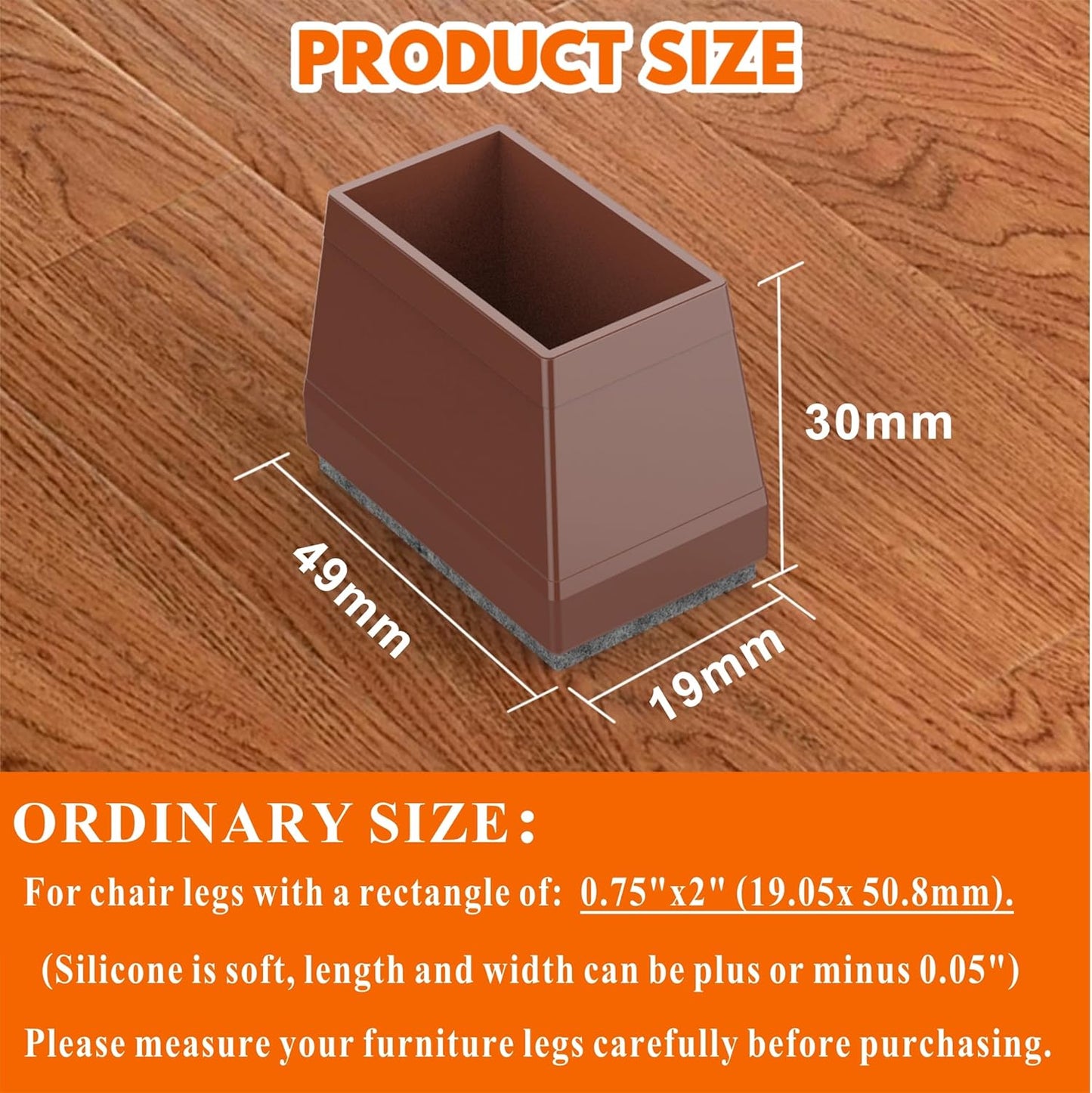 Rectangle Chair Leg Protectors for Hardwood Floors,16 PCS Silicone Covers to Protect Wood Tile