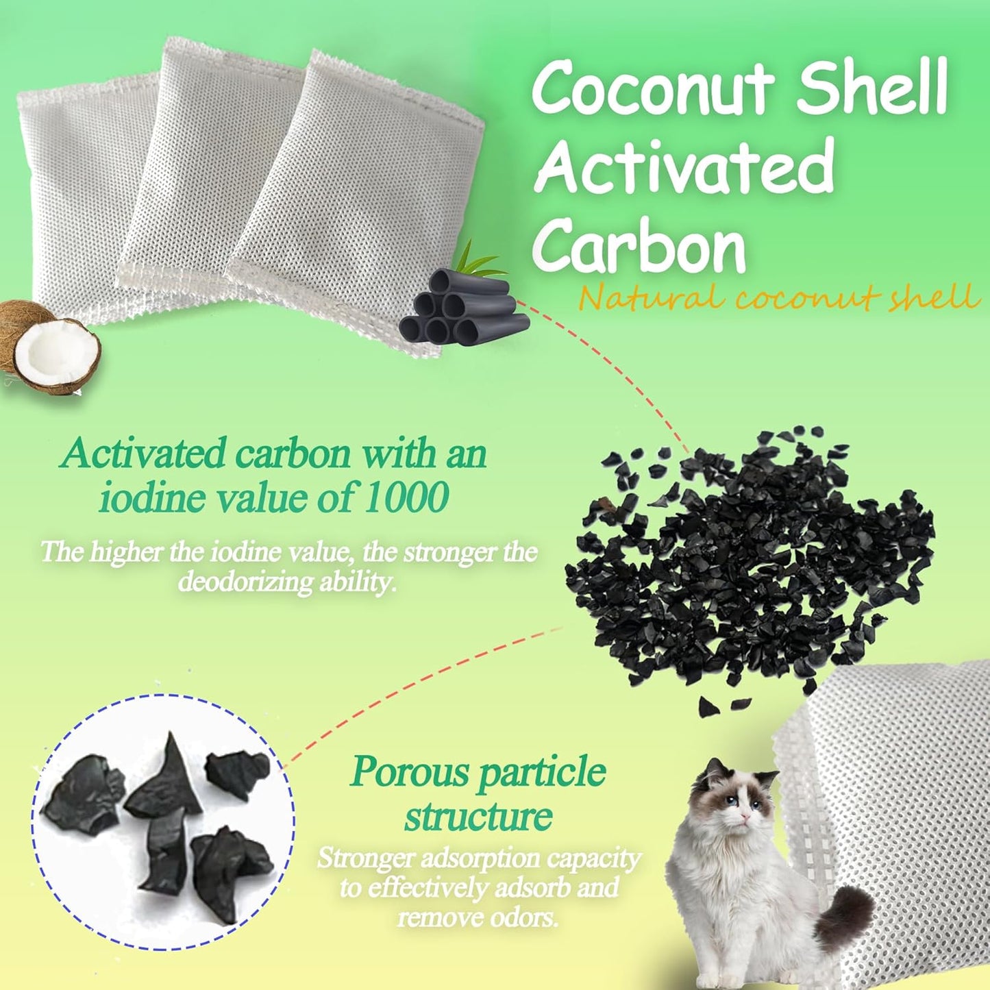 Activated Charcoal Odor Absorber Bags Compatible with OKSOTY Stainless Steel Cat Litter Box