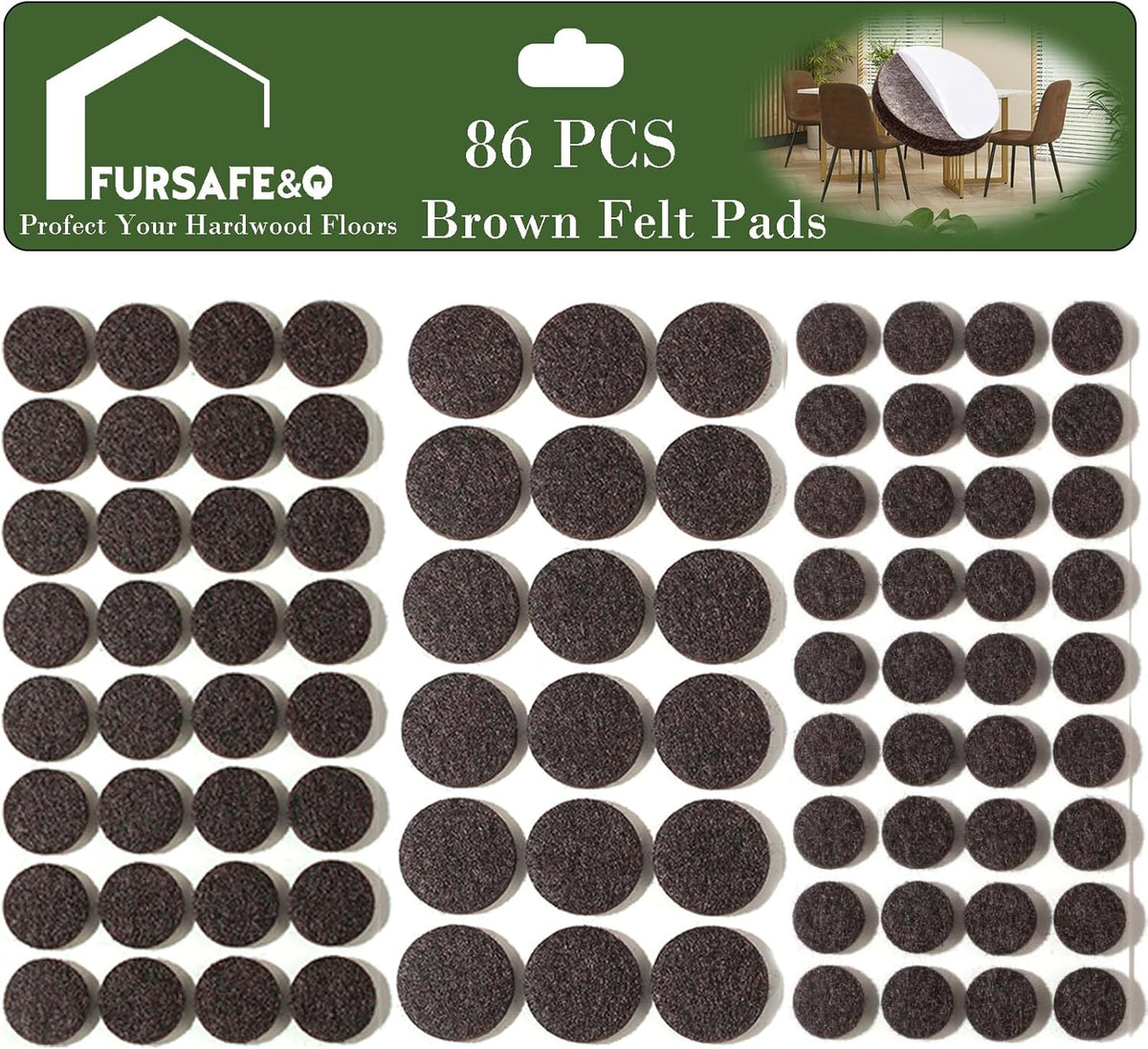 Fursafe&Q Felt Furniture Pads, Furniture Felt Pads for Hardwood Floors -Self Adhesive Chair Leg