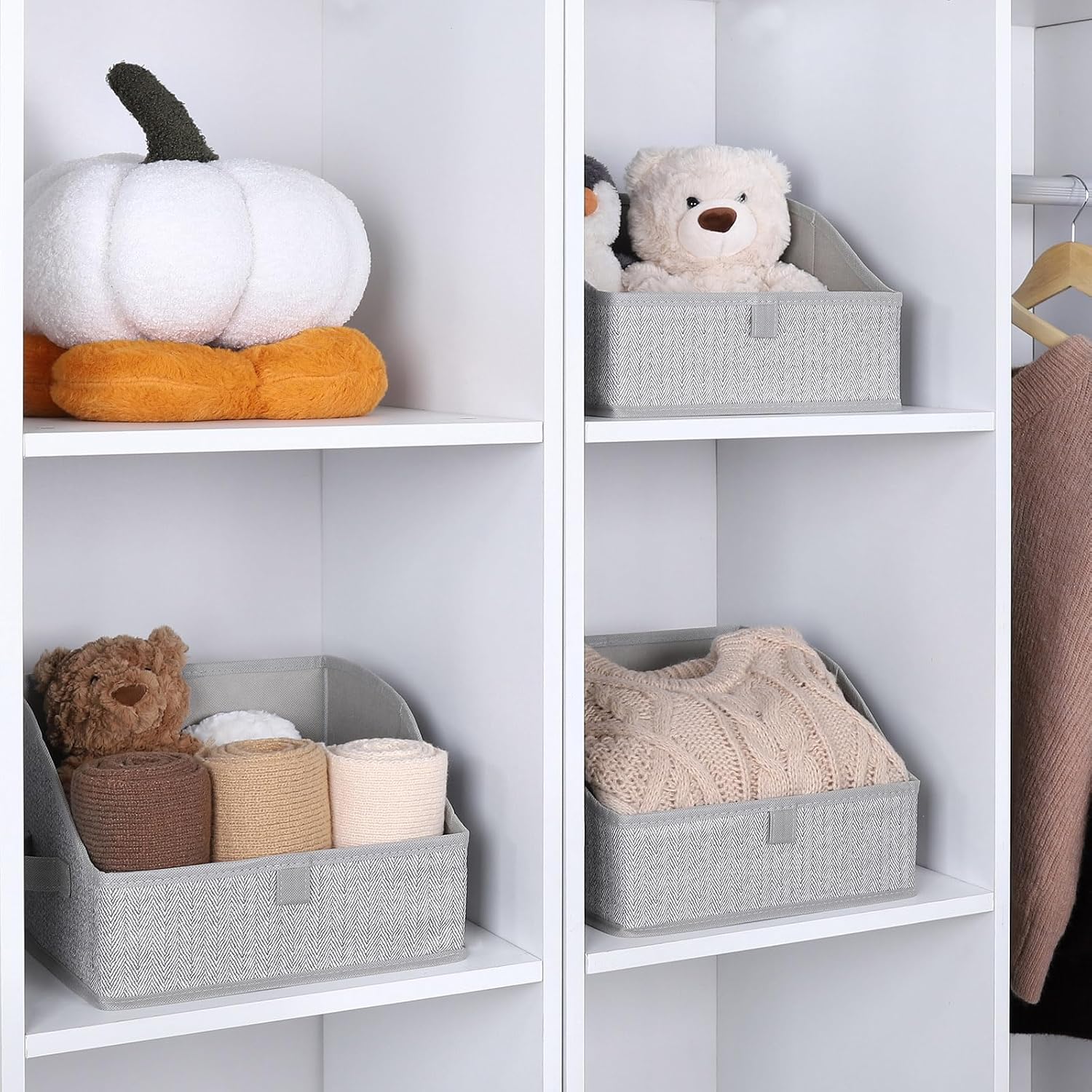 WUIKE 3 Pack Large Closet Storage Bins, Fabric Trapezoid Storage Baskets for Organizing Clothes