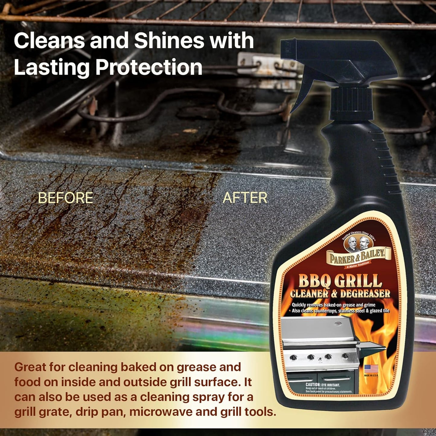 Parker & Bailey Grill Cleaner and Degreaser - BBQ Grill Cleaner Degreaser Cleaner Heavy Duty