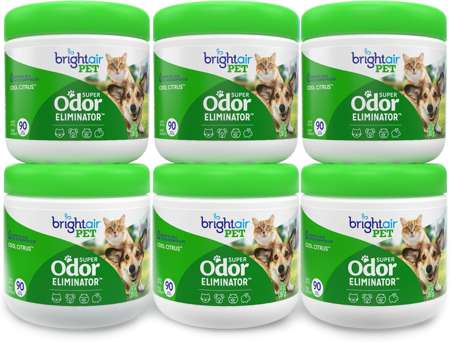 Bright Air 14 oz. Super Odor Eliminator, for Medium-Size Spaces, Cool Citrus Scent, Case of 6, Air