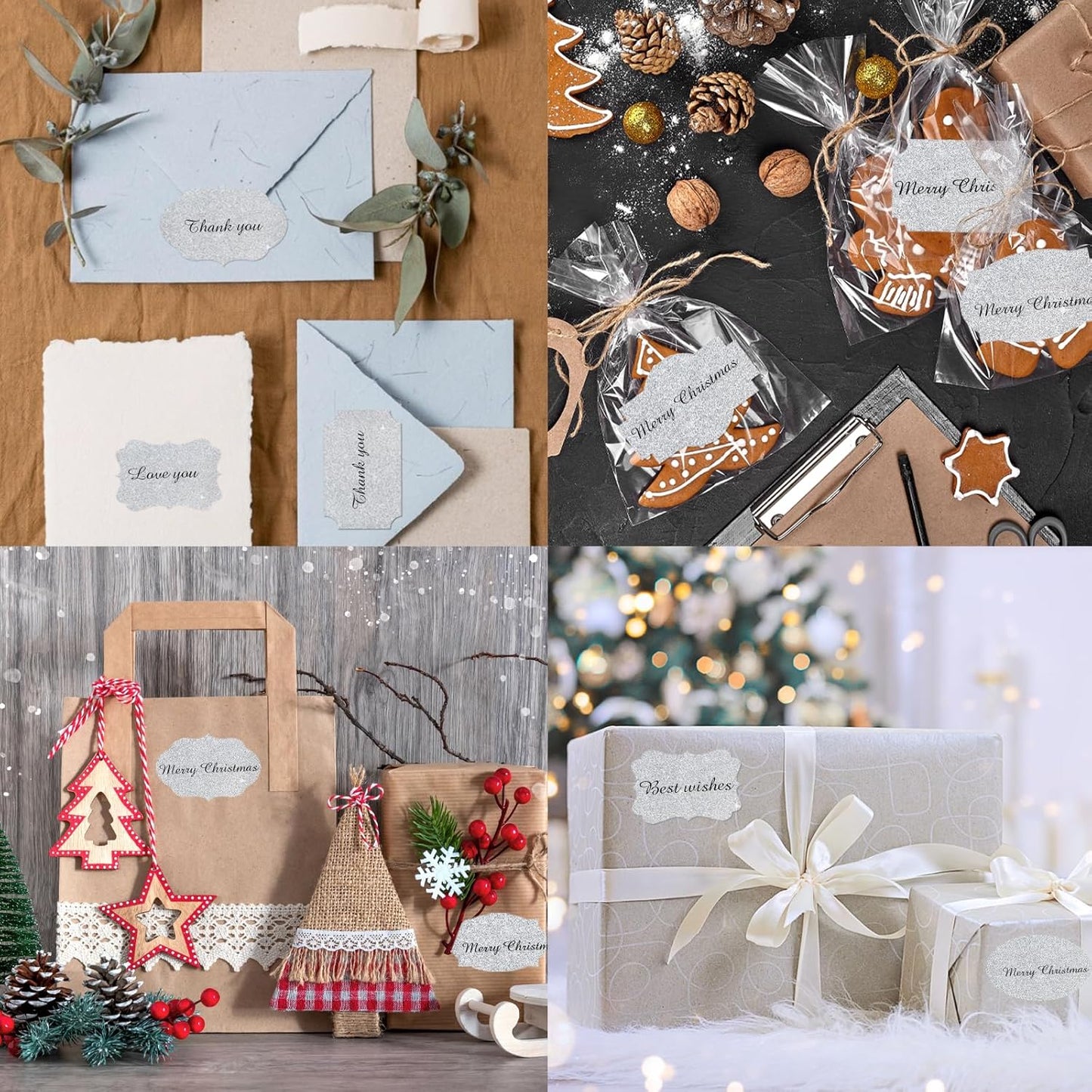 350 PCS Gift Tags Stickers Name Labels Stickers,2" x 1.2" Fancy Shape Stickers Self-Adhesive