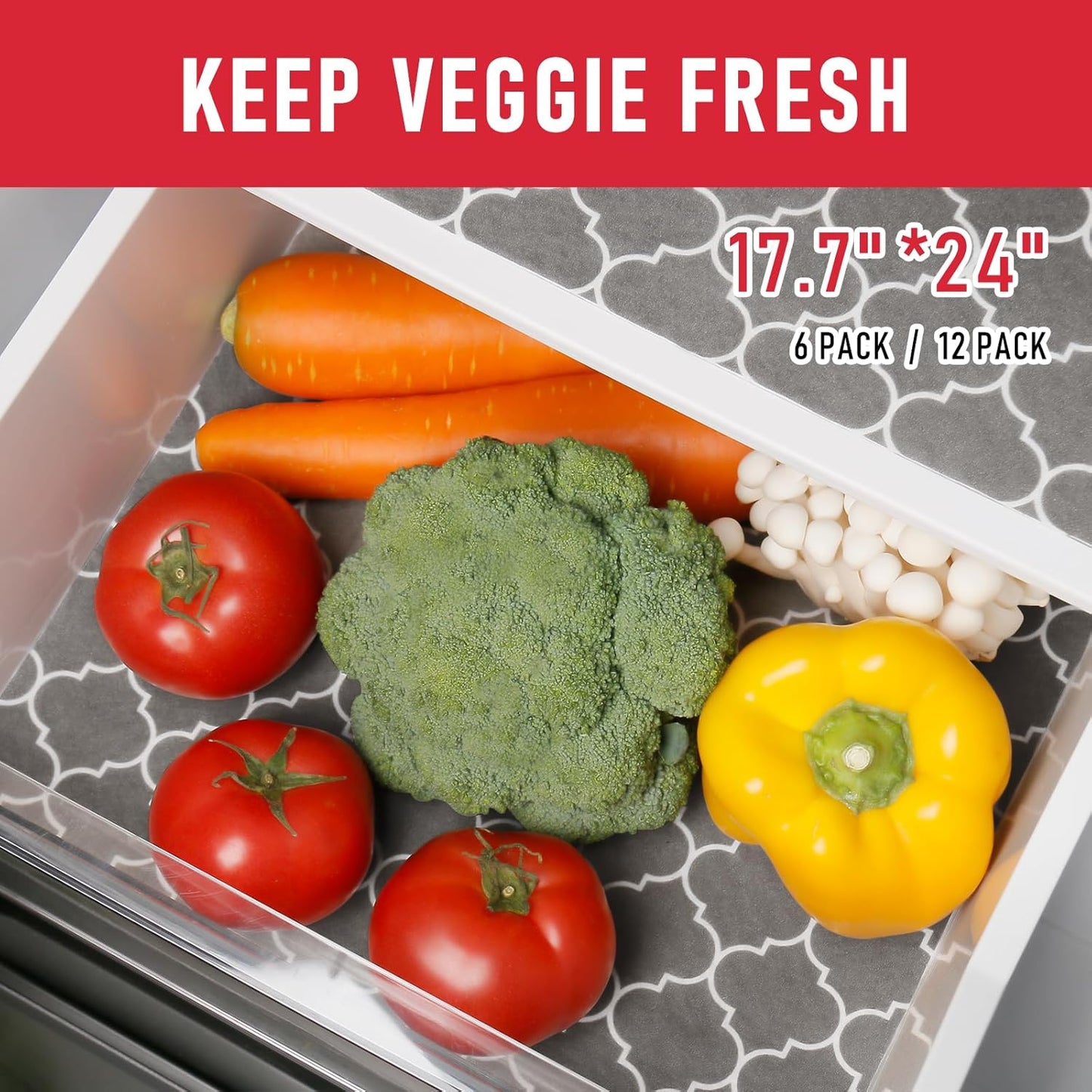 Cooyes Fridge Liners for Refrigerator, Drawer & Shelf Liners for Kitchen Cabinets Non-Adhesive
