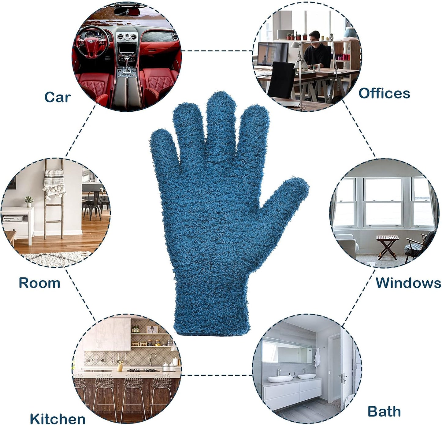 Patelai 2 Pairs Microfiber Gloves for plants Dusting Cleaning Glove Mittens House Cars Blinds