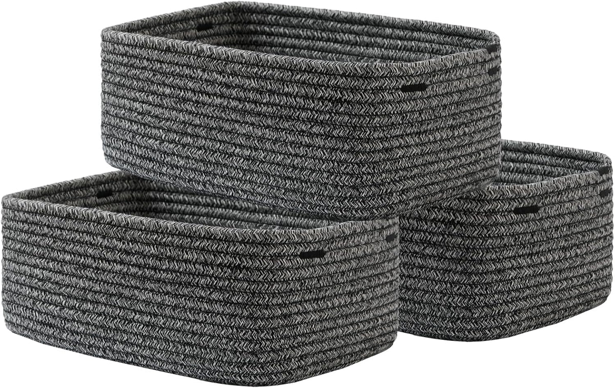 Small Woven Basket, 13.5 x 9.5 x 5 Inches, Storage Basket for Organizing, Cute Small Rope Shelf