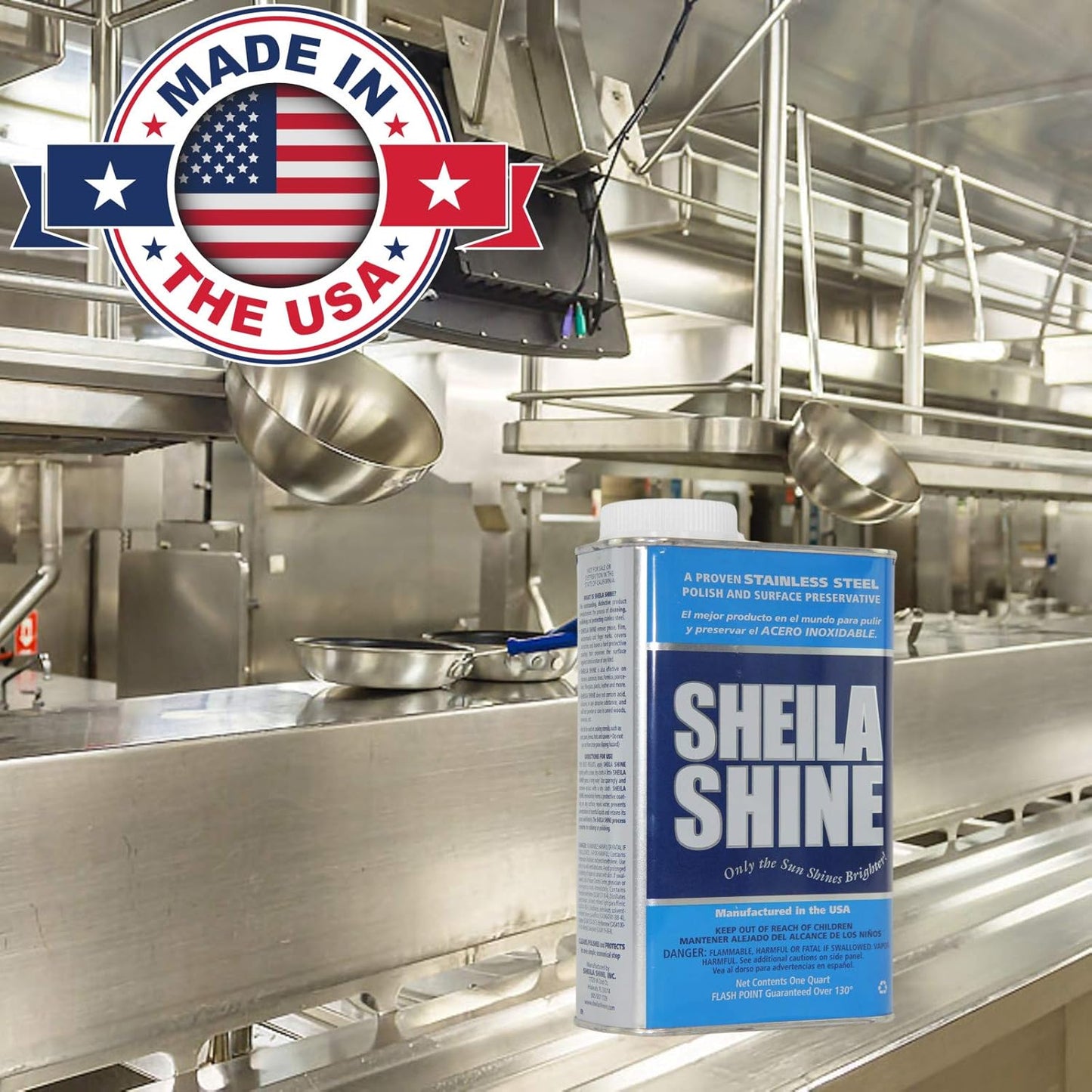 Sheila Shine 1 Quart Can Stainless Steel Cleaner and Polish, Protects Household Kitchen Surfaces