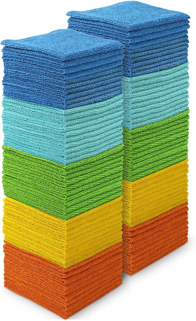 AIDEA Microfiber Cleaning Cloth 100PK, Soft Absorbent Rags, Microfiber Towels for Cars, Kitchen