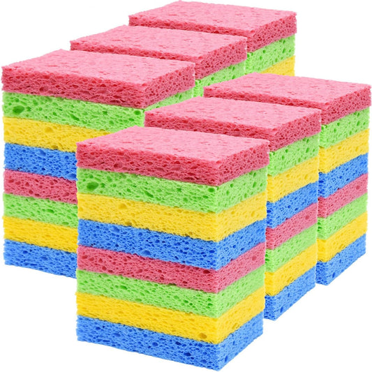 YoleShy 48 Pack Sponges Kitchen Natural Compressed Cellulose Sponges Durable Dish Sponge for