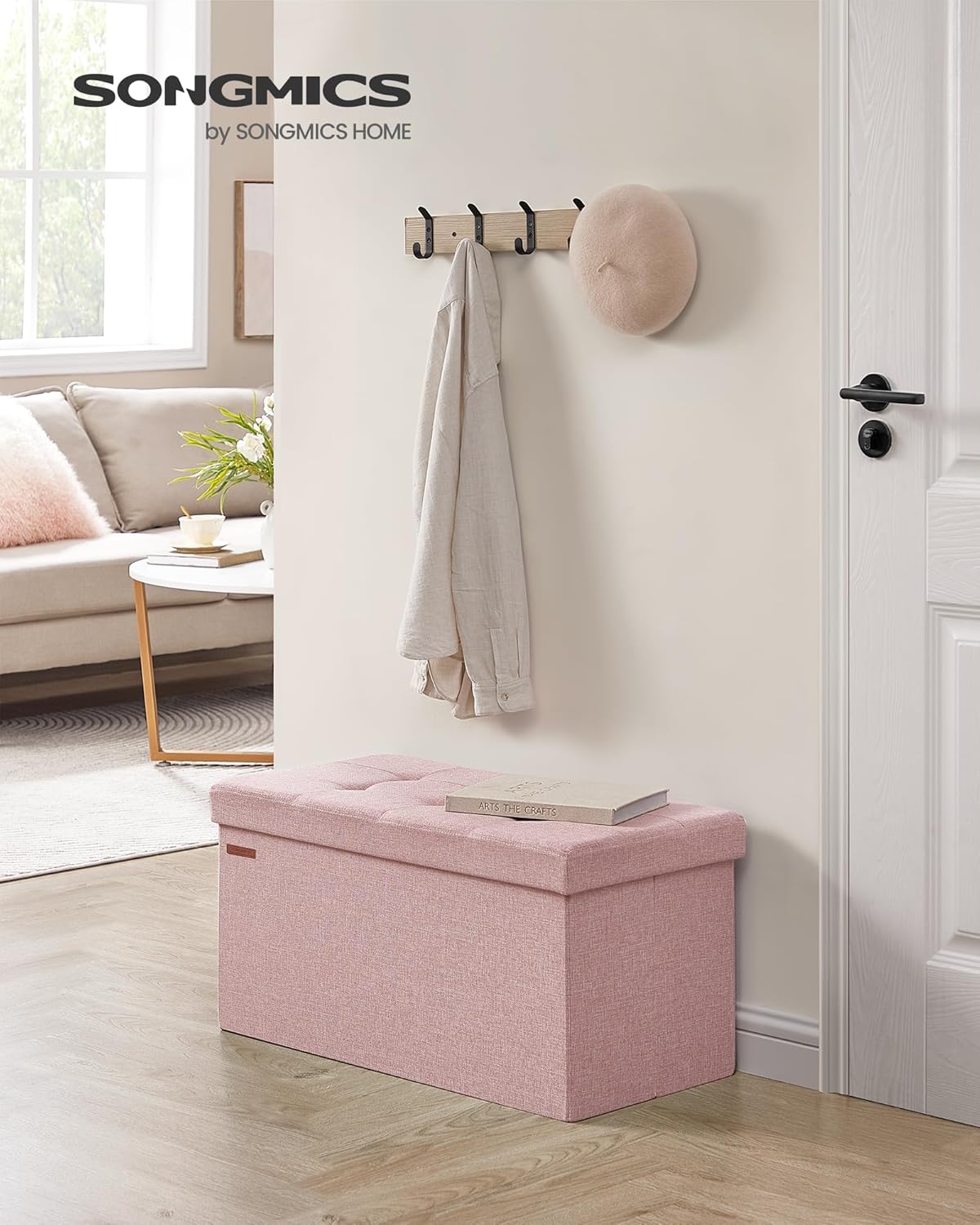 SONGMICS Mazie Collection - 30 Inches Folding Storage Ottoman Bench, Ottoman Foot Rest, End of Bed