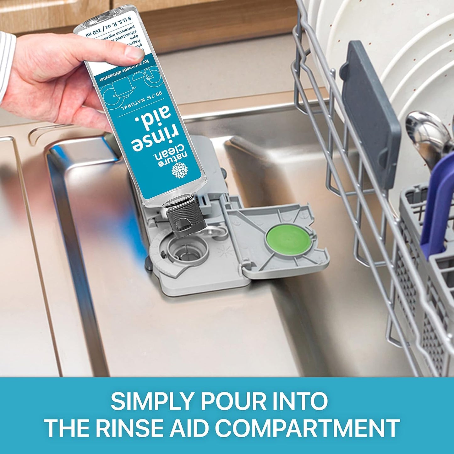 Nature Clean All Natural Dishwasher Rinse Aid Cleaner, Liquid Dishwasher Rinse Agent for Spot-Free