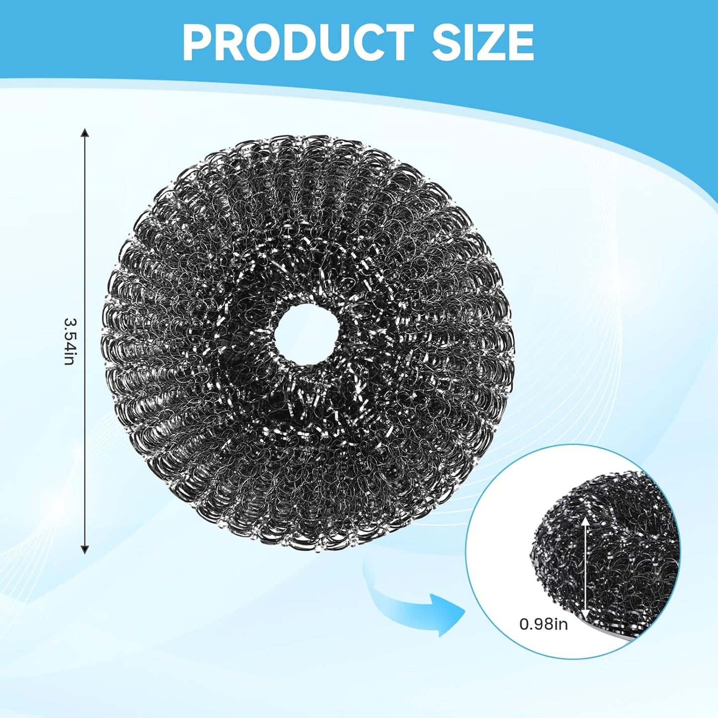 6 Pcs Steel Wool Scrubber, Stainless Steel Scrubber for Cleaning Kitchen and Household Stubborn