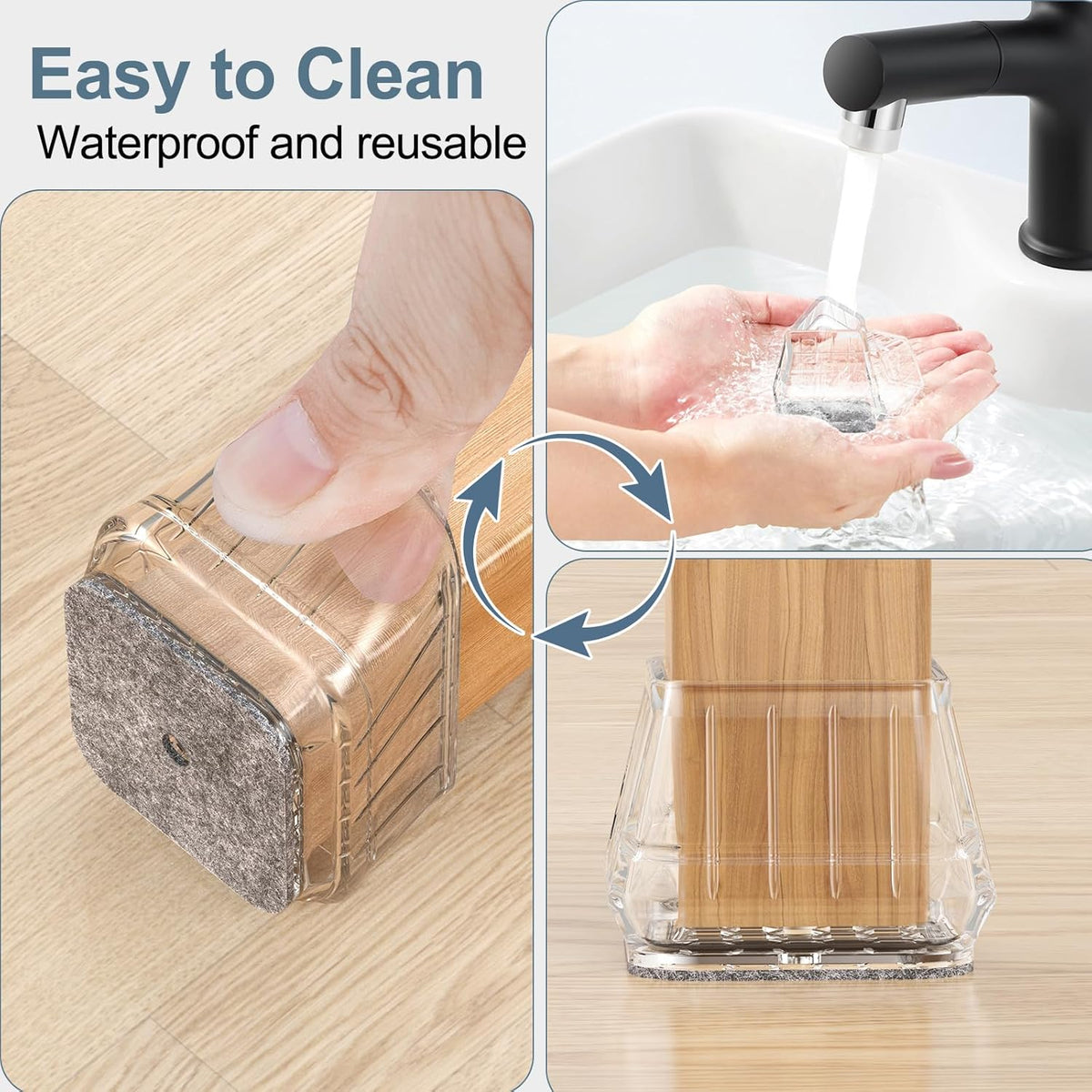 24PCS Square Chair Leg Floor Protectors for Hardwood Floors, Thicken Rubber Chair Leg Cap Covers