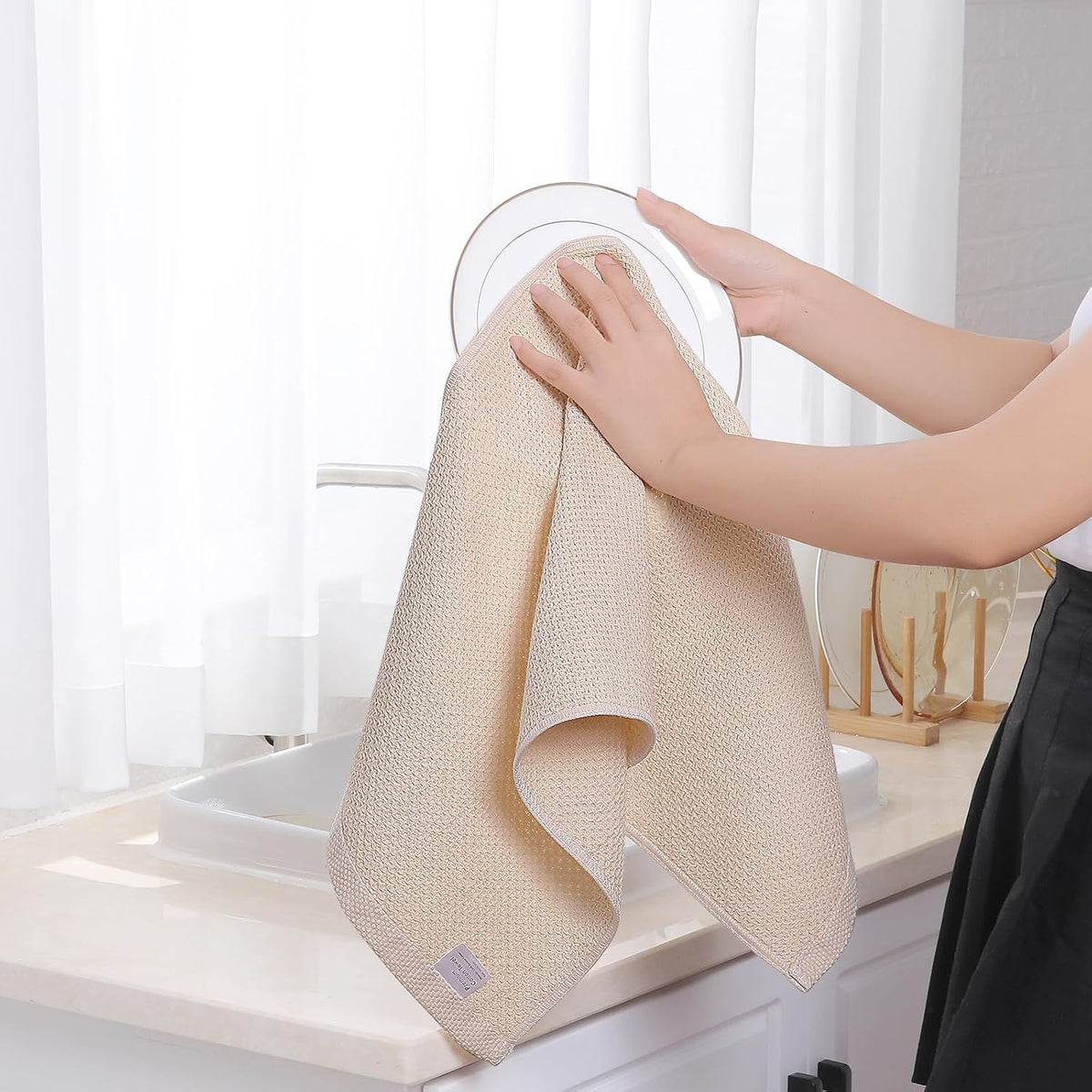 Homaxy 100% Cotton Waffle Weave Kitchen Dish Towels, Ultra Soft Absorbent Quick Drying Cleaning