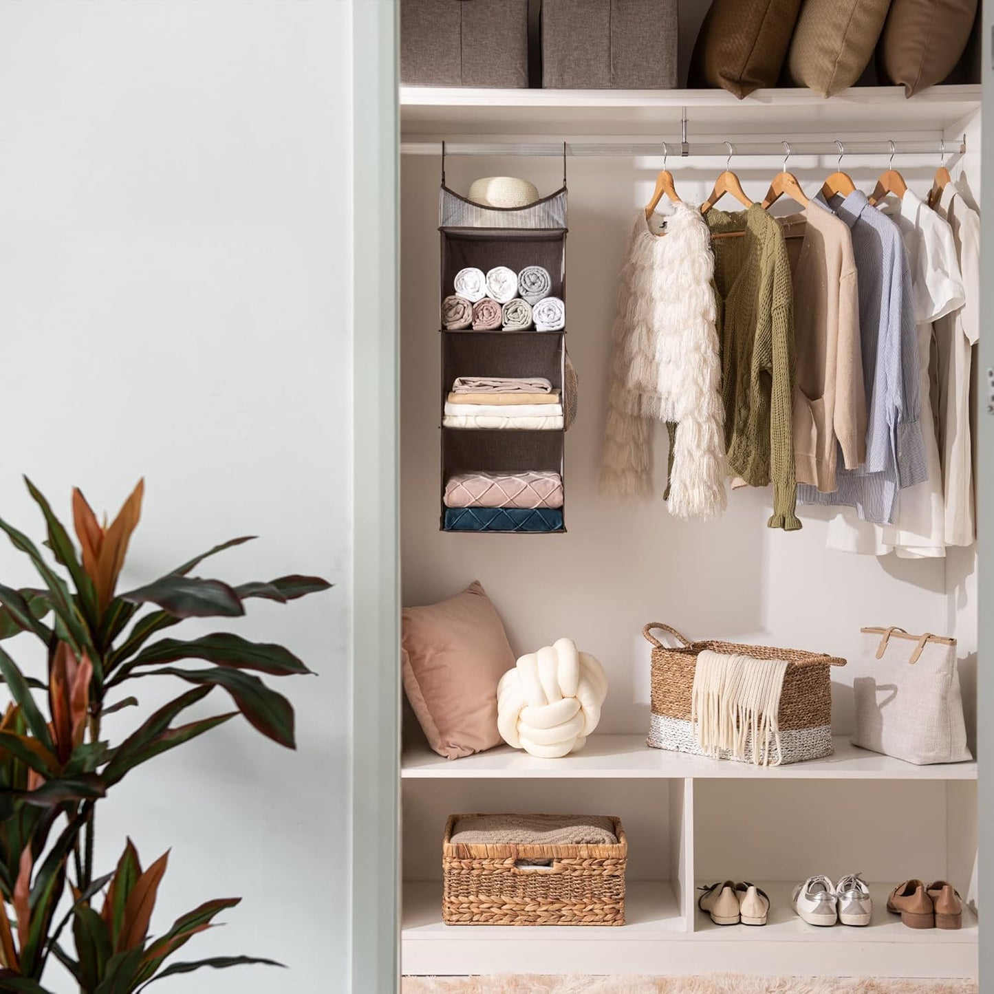 StorageWorks Hanging Closet Organizer, 3-Shelf Shelves with Top Shelf, 12" W x 12" D x 35 ¼"H