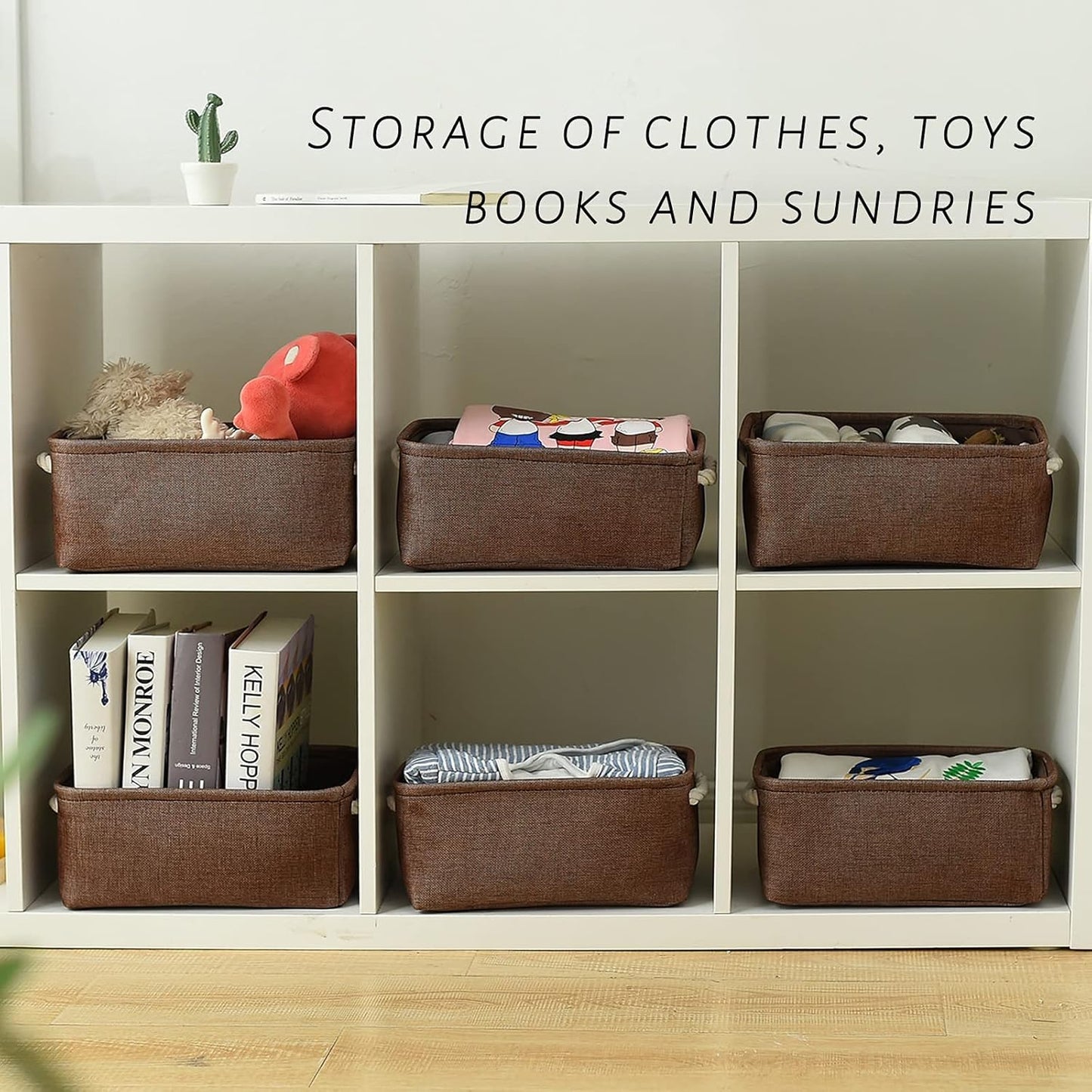 TheWarmHome Storage Basket for Organizing - 12x8x5 inch Small 6 Pack Collapsible Storage Bin for