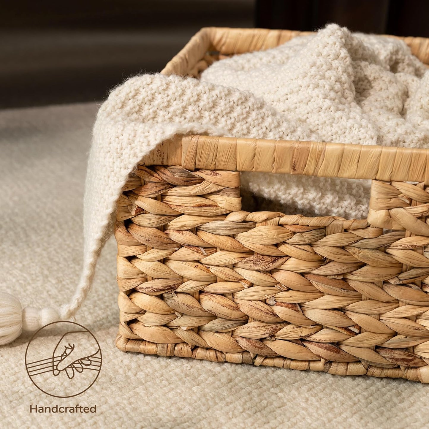 StorageWorks Wicker Storage Baskets, Large and Small Baskets, Handwoven Water Hyacinth Basket for
