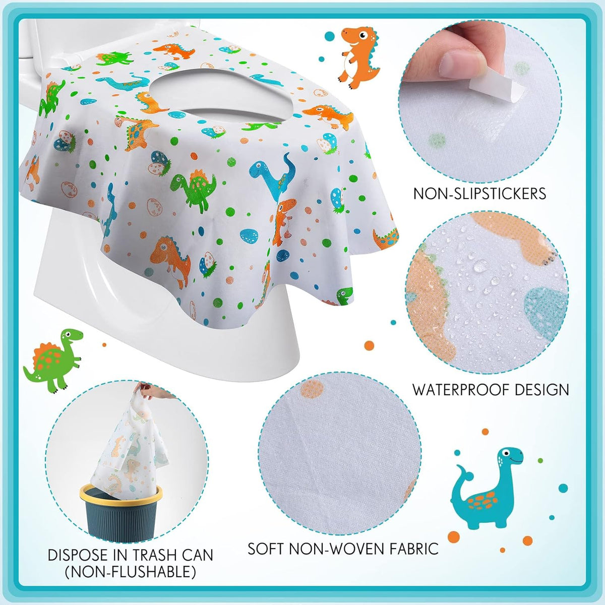50 Packs Disposable Toilet Seat Covers Extra Large Individually Wrapped for Kids and Adults
