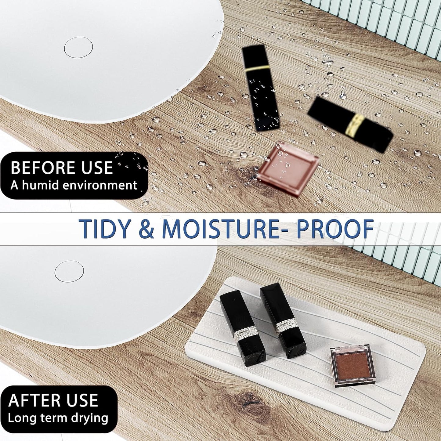 3PCS Water Absorbing Stone Tray, Fast Drying Stone Sink Tray, Stones Soap Trays, Water Absorbent
