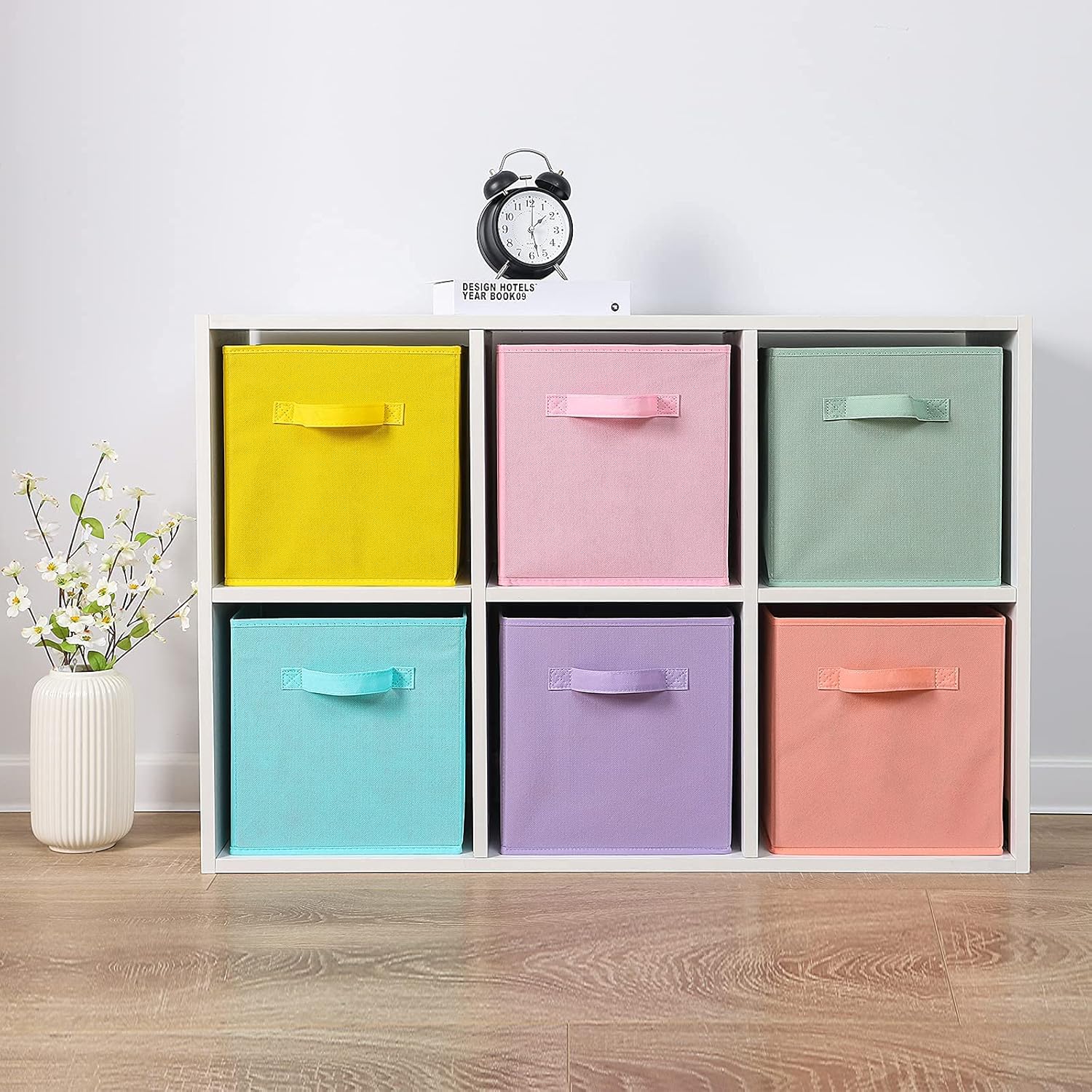 Stero Fabric Storage Bins 6 Pack Fun Colored Durable Storage Cubes with Handles Foldable Cube