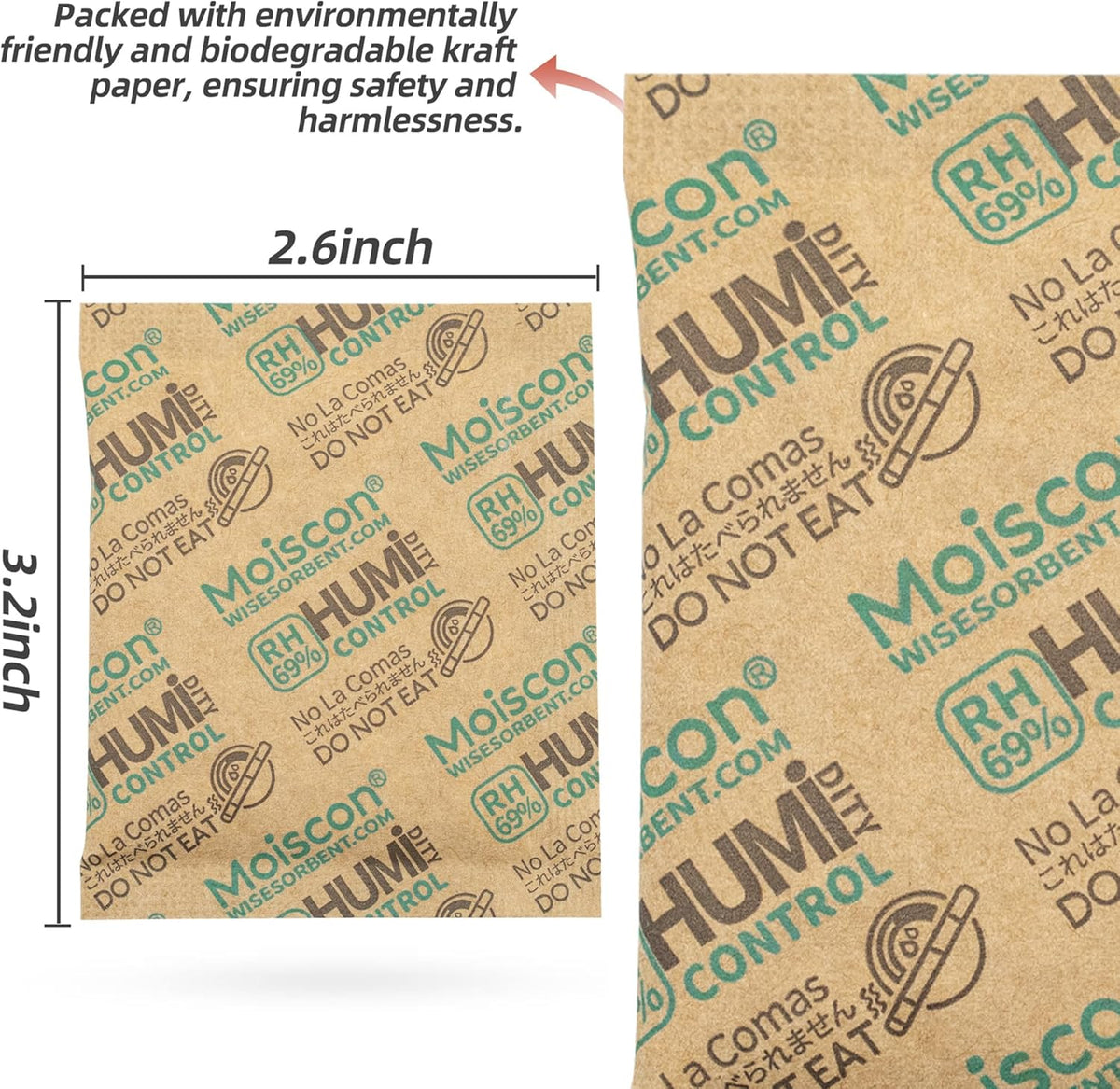 30 Pack 8 Gram 69% Two-Way Humidity Control Packs For Storing Up to 5 Items, Size 8 for Small
