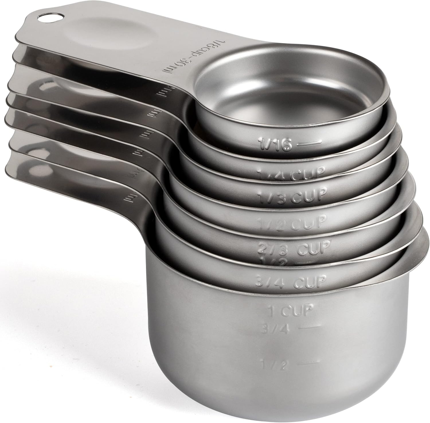 Stainless Steel Measuring Cups Set of 7 Stackable Heavy Duty Measuring Cups for Dry and Liquid
