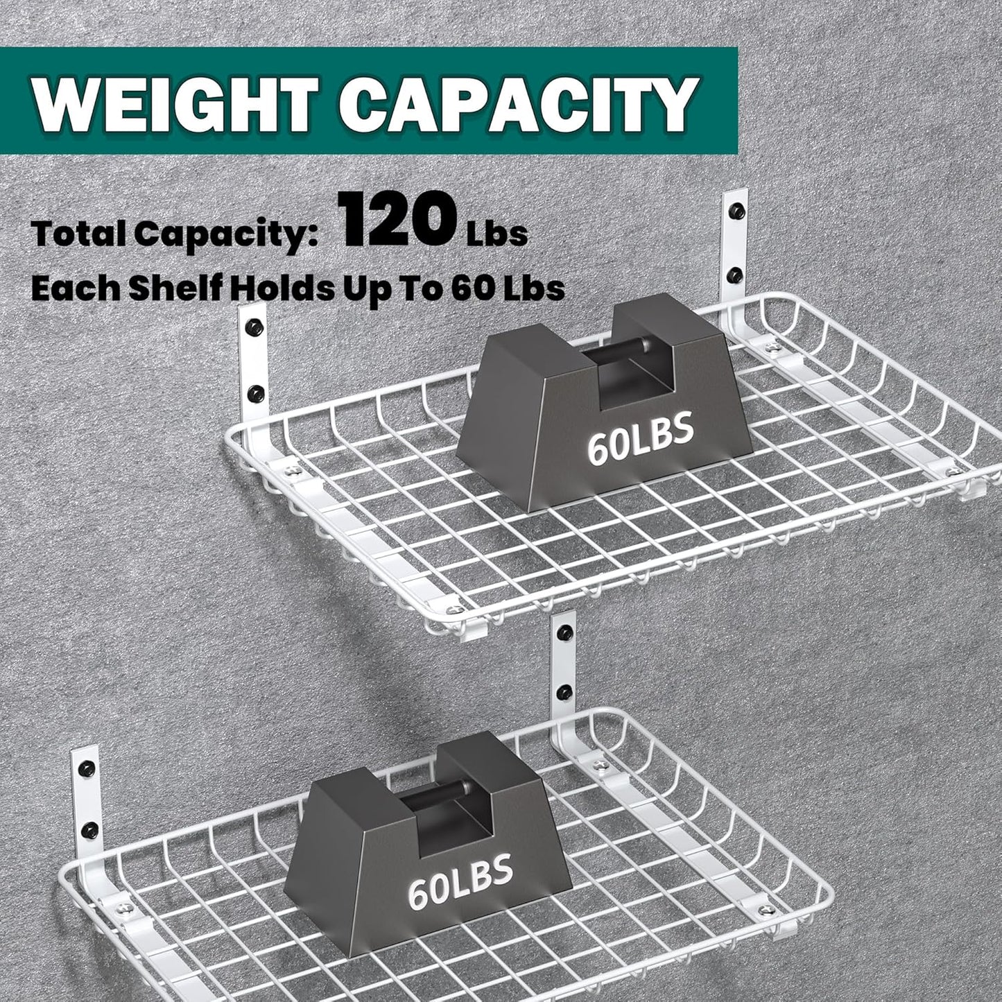 EVERHANGER Garage Wall Shelves 12x18 Inch, Wall Mounted Storage Shelf, Metal Shelf Rack, Heavy-Duty