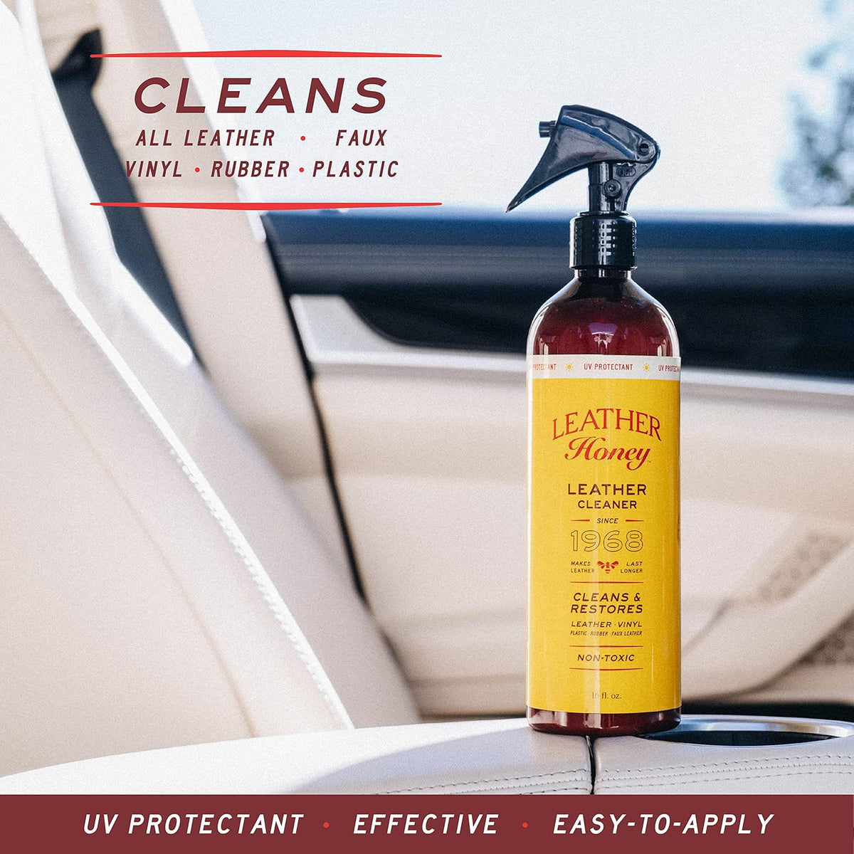 Leather Honey Leather Cleaner Spray: UV Protectant, Non-Toxic & Made in the USA Since 1968. Cleans