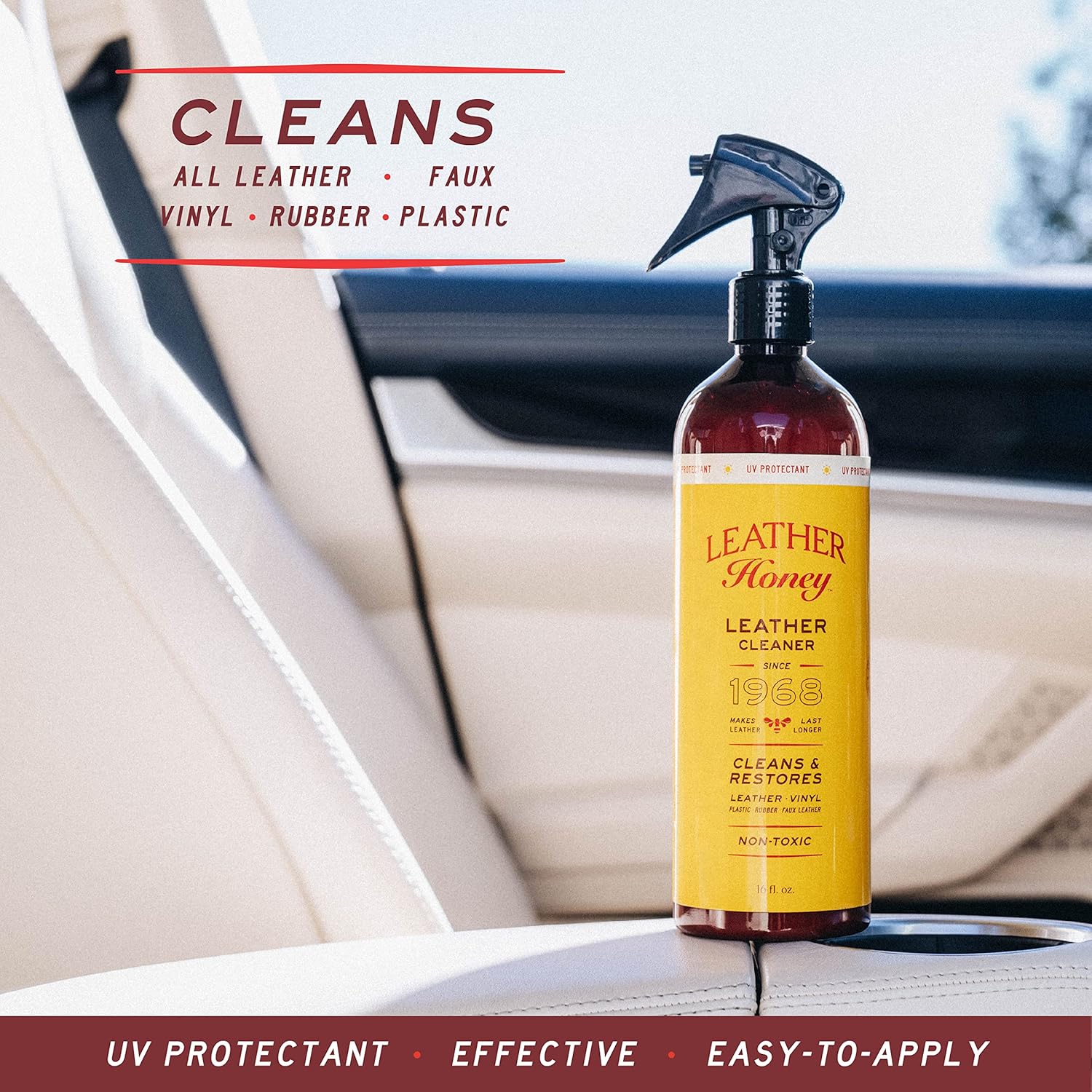 Leather Honey Leather Cleaner Spray: UV Protectant, Non-Toxic & Made in the USA Since 1968. Cleans