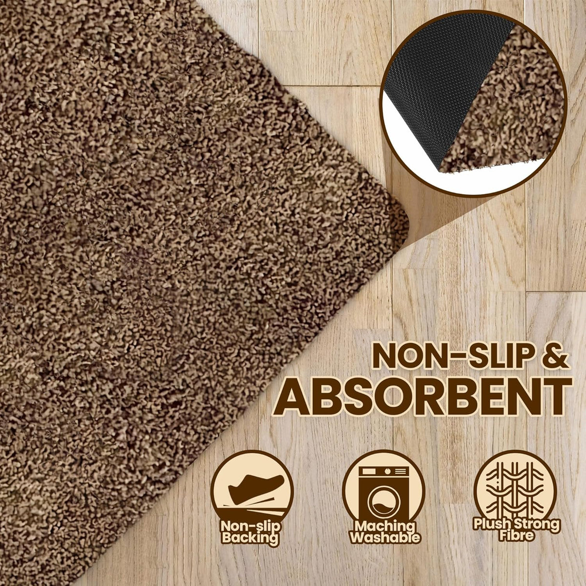 Premium Microfiber Indoor Door Mat – 24"x36" Washable Entry Mat, Non-Slip, Waterproof Backing