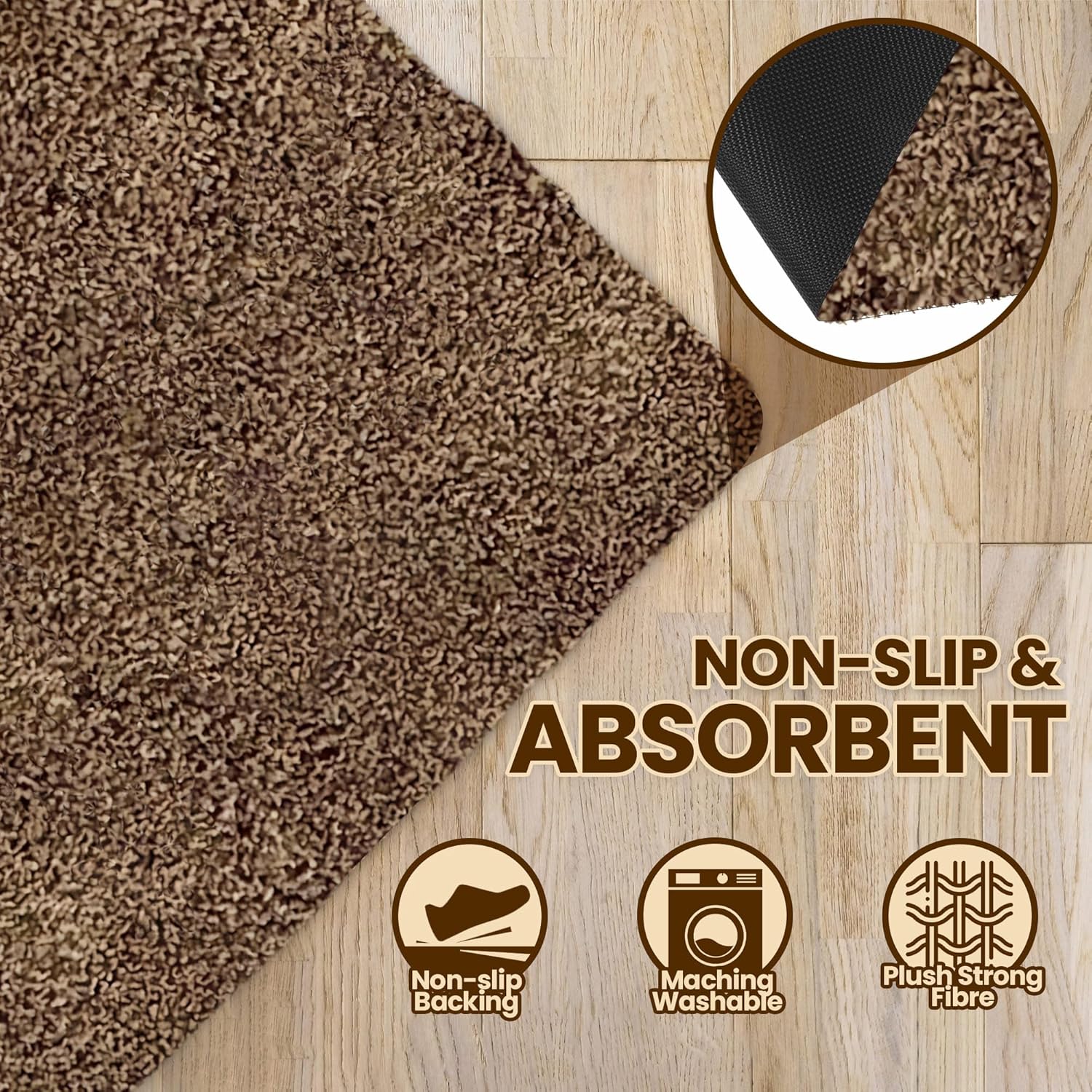 Premium Microfiber Indoor Door Mat – 32"x48" Washable Entry Mat, Non-Slip, Waterproof Backing