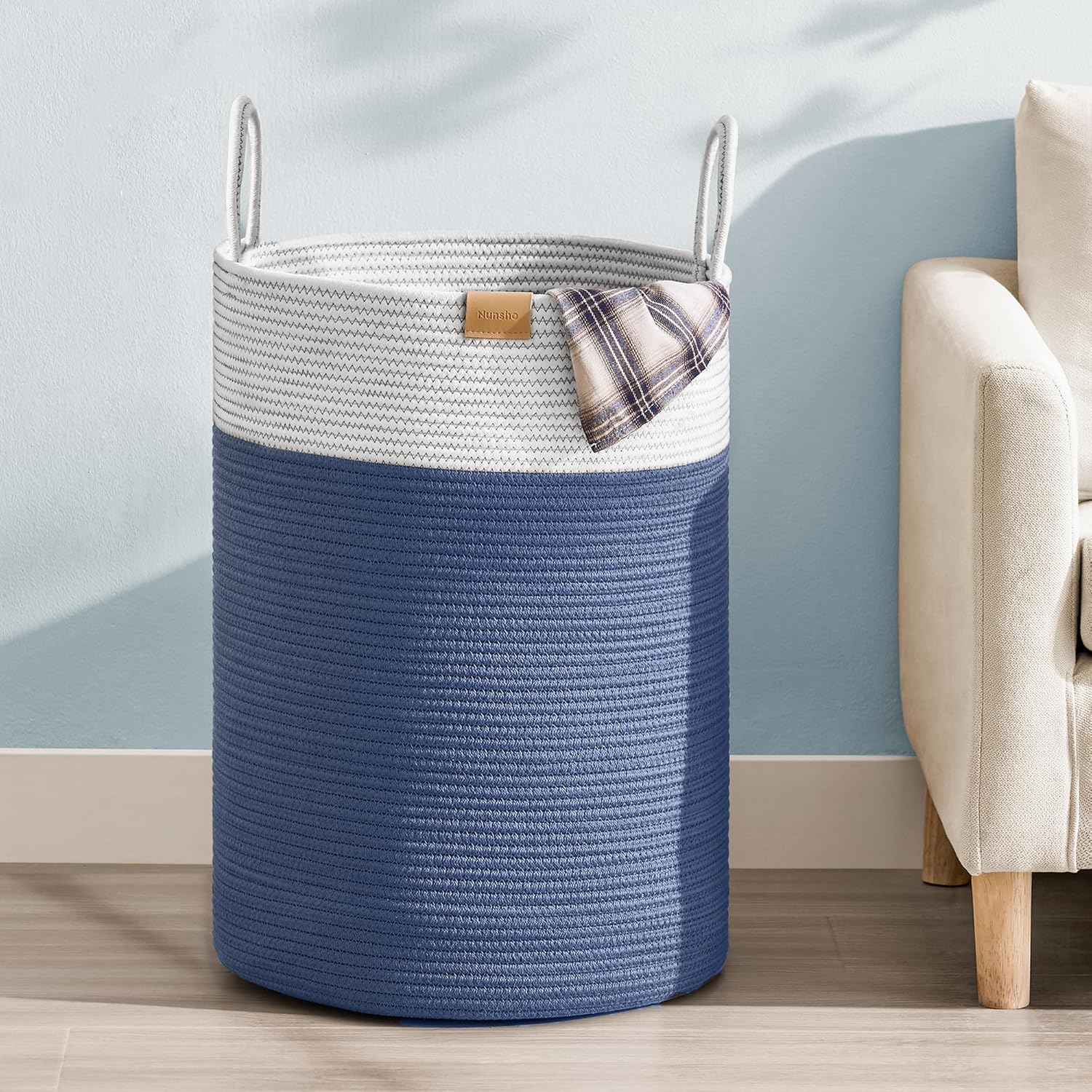 Laundry Hamper 75L,Large Laundry Basket for Clothes,Decorative Storage Basket for Blankets,Cotton