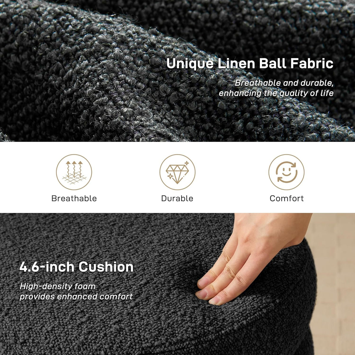 Round Ottoman with Storage Boucle Ottoman Stool with Storage Removable Lid for Living Room Modern