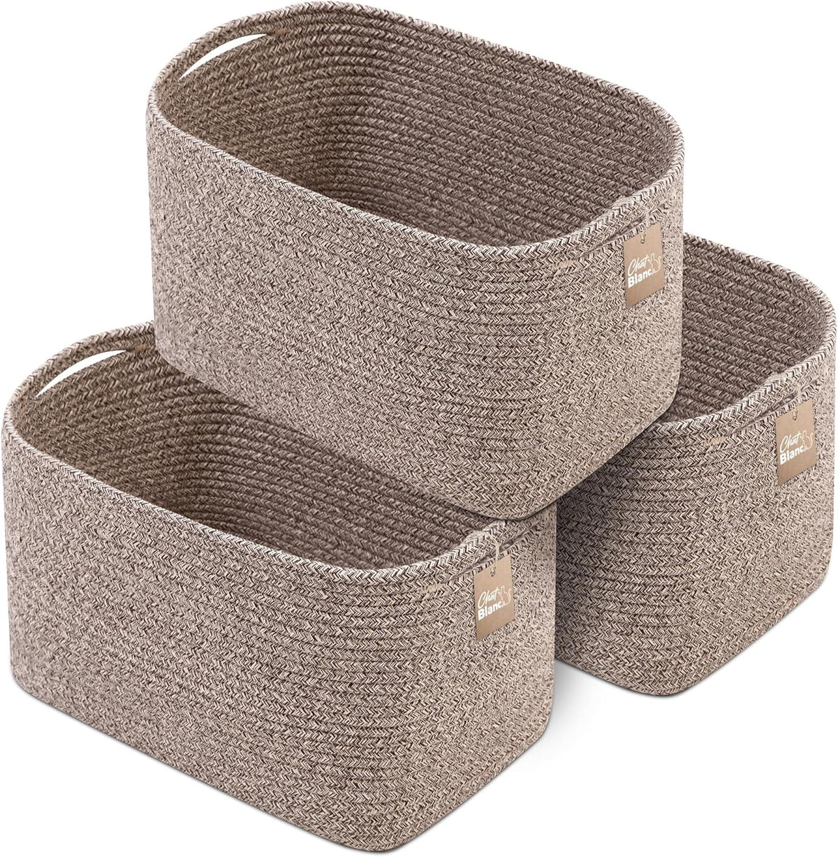 CHAT BLANC Cotton Rope Baskets for Organizing | Storage Baskets for Shelves | Rope Basket for