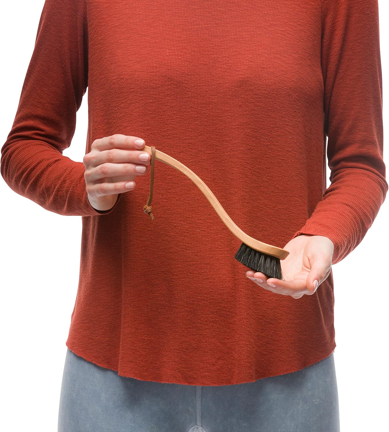Redecker Curved Dish Brush, Soft Horsehair Bristles, Ergonomic Design with Oiled Beechwood Handle