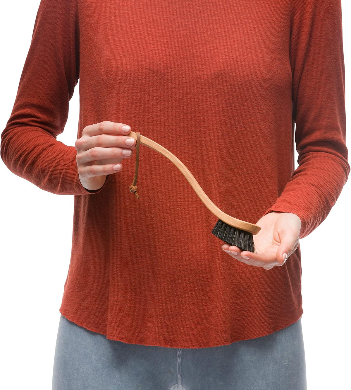 Redecker Curved Dish Brush, Soft Horsehair Bristles, Ergonomic Design with Oiled Beechwood Handle