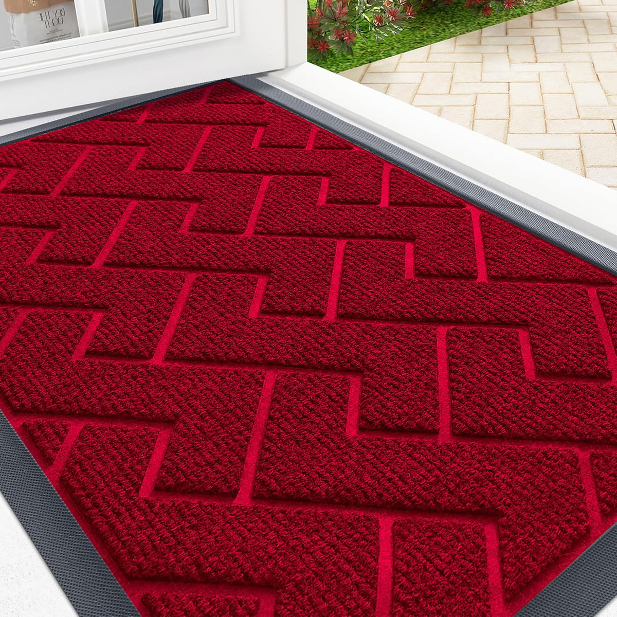 OLANLY Front Door Mat Indoor Outdoor Entrance, Waterproof All-Season, All-Weather Doormat, Sturdy