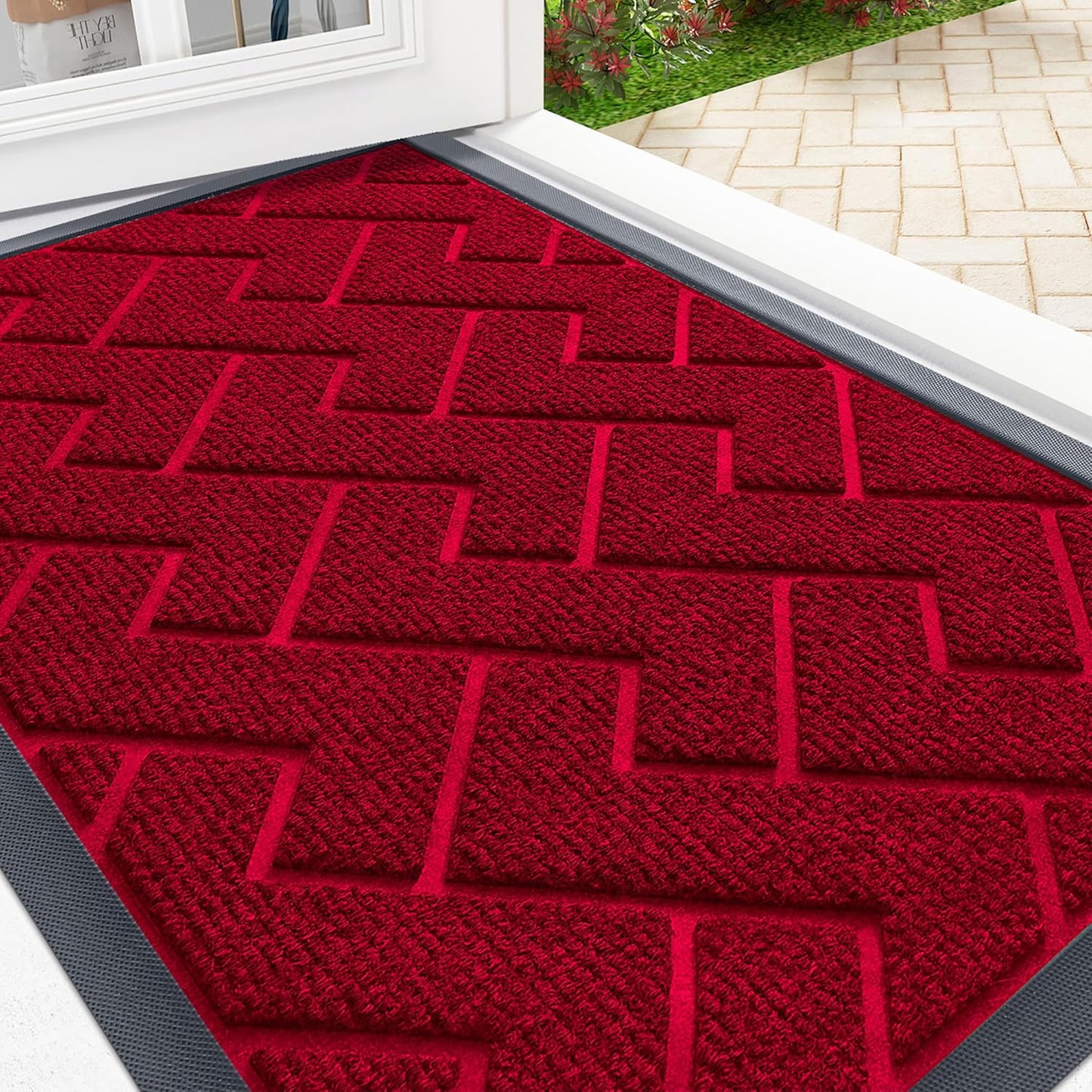 OLANLY Front Door Mat Indoor Outdoor Entrance, Waterproof All-Season, All-Weather Doormat, Sturdy