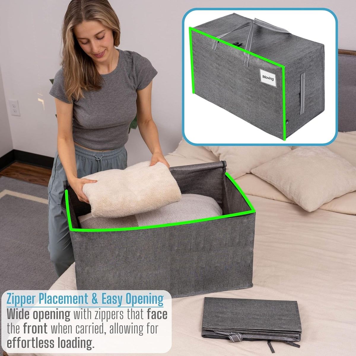 VENO 2 Pack Moving and Storage Bags, Heavy Duty, Alternative to Moving Boxes, Large Packing Totes