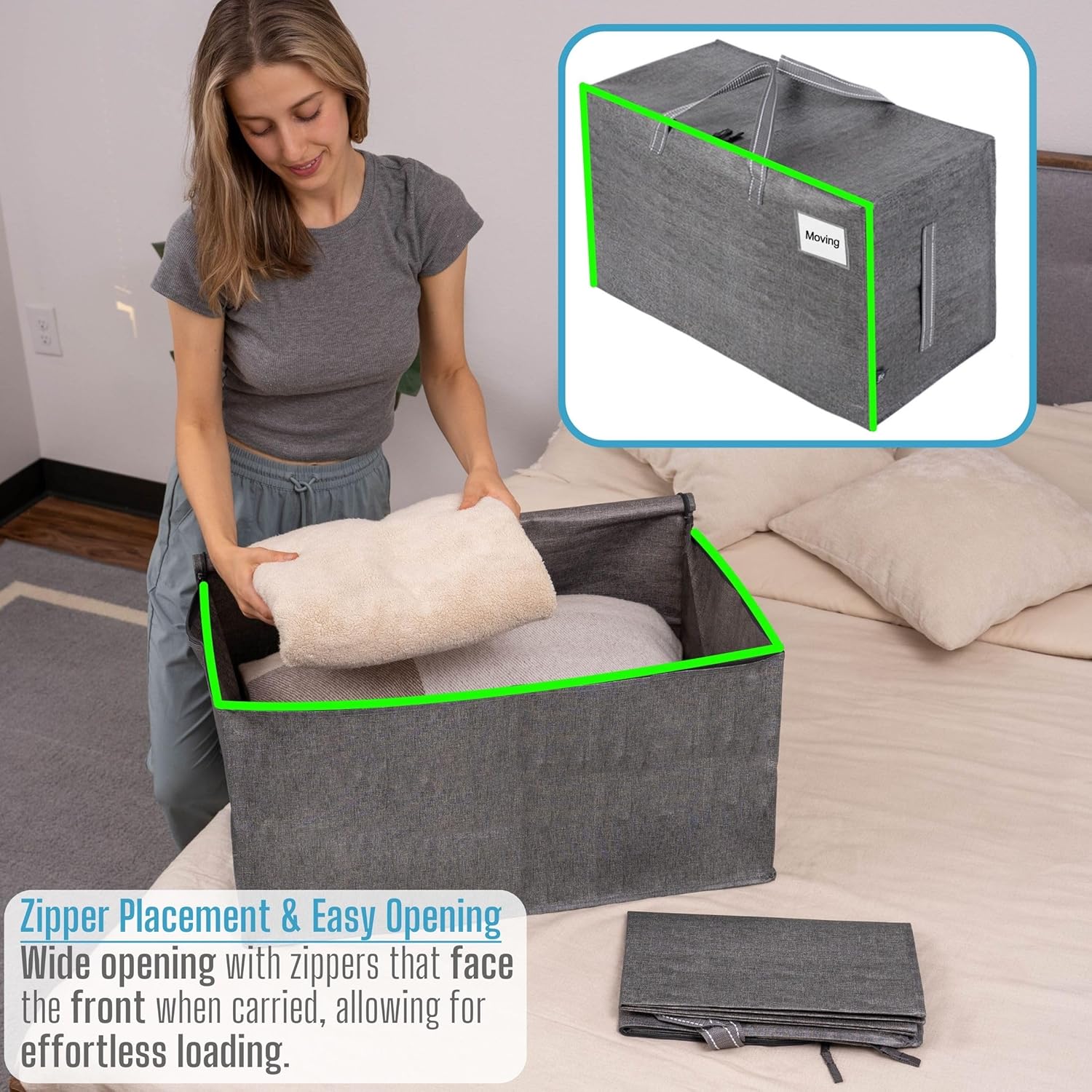 VENO 10 Pack Moving and Storage Bags, Heavy Duty, Alternative to Moving Boxes, Large Packing Totes
