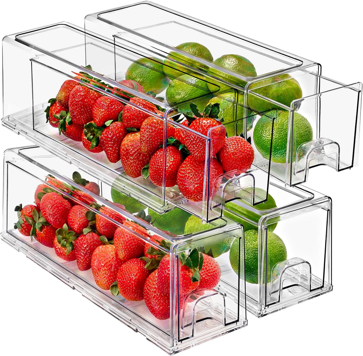 Sorbus Small Clear Storage Drawers (4 Pack) – Acrylic Stackable Storage Bins with Pull-Out Drawers