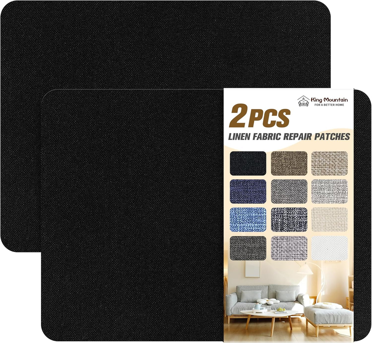 Fine Linen Repair Patches, Self-Adhesive Fabric Patches, 8x11 inch 2 PCS, Multi Color, for Sofa and